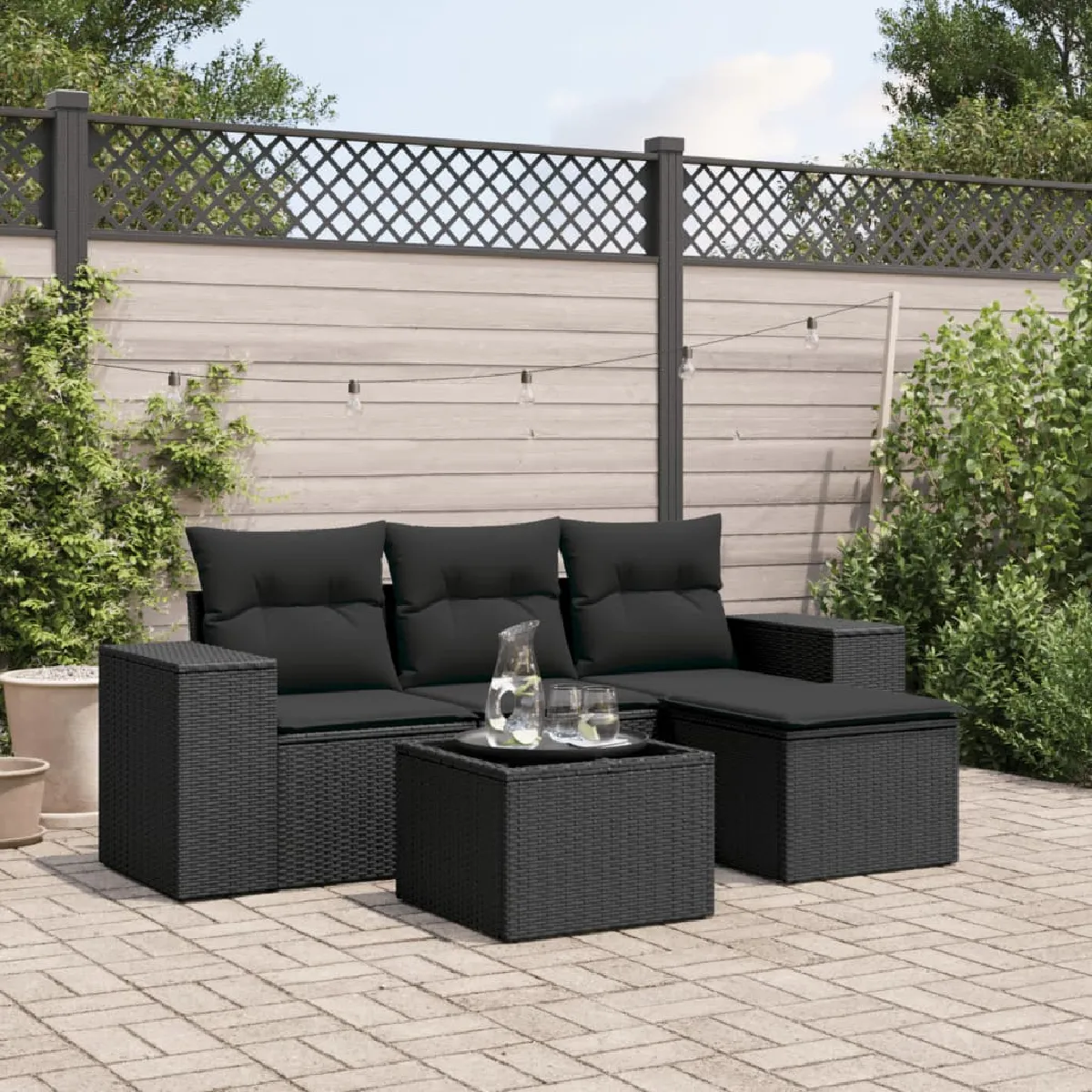 Salon jardin 5 pcs résine tressée vidaXL