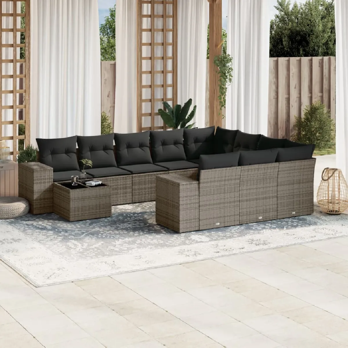 VIDAXL  Salon de jardin 11 pcs gris