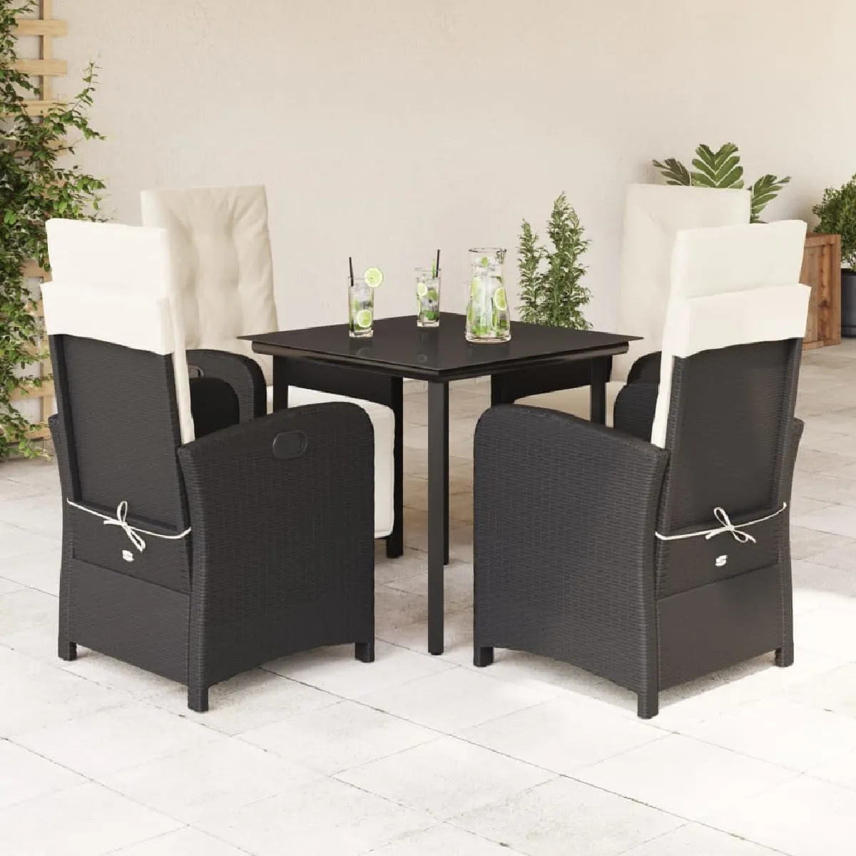 Vidaxl Noir Ensemble À Manger - 5 Pcs