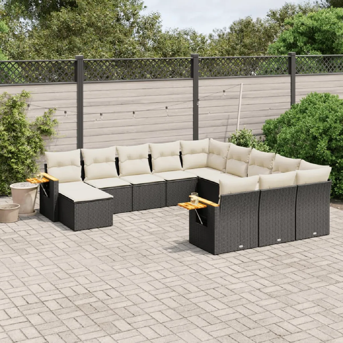 vidaXL - Salon de jardin - 11 pièces - Noir - Image 2