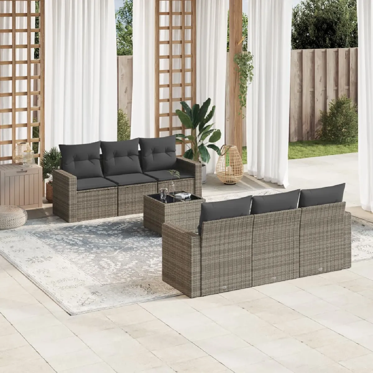 VidaXL 7 pcs Salon de jardin avec coussins - vue 3