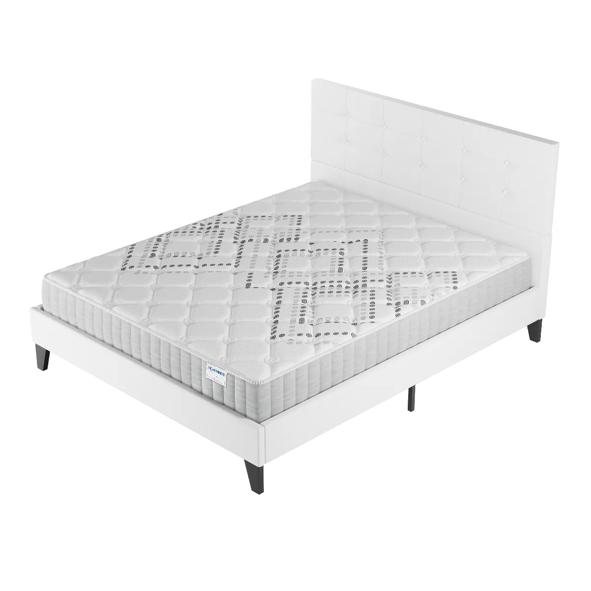 Ensemble 160x200 cm, Lit avec tête de lit + Matelas Ressorts Ensachés, ép.20cm accueil mousse HR