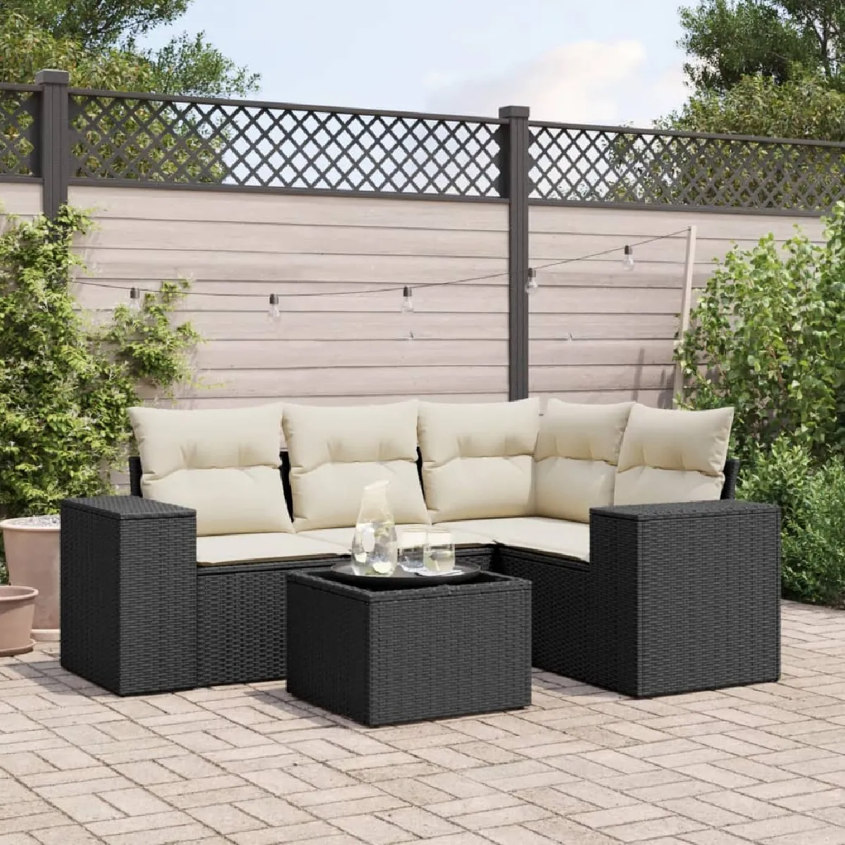 vidaXL Salon de jardin résine tressée 5 pcs - vue 5