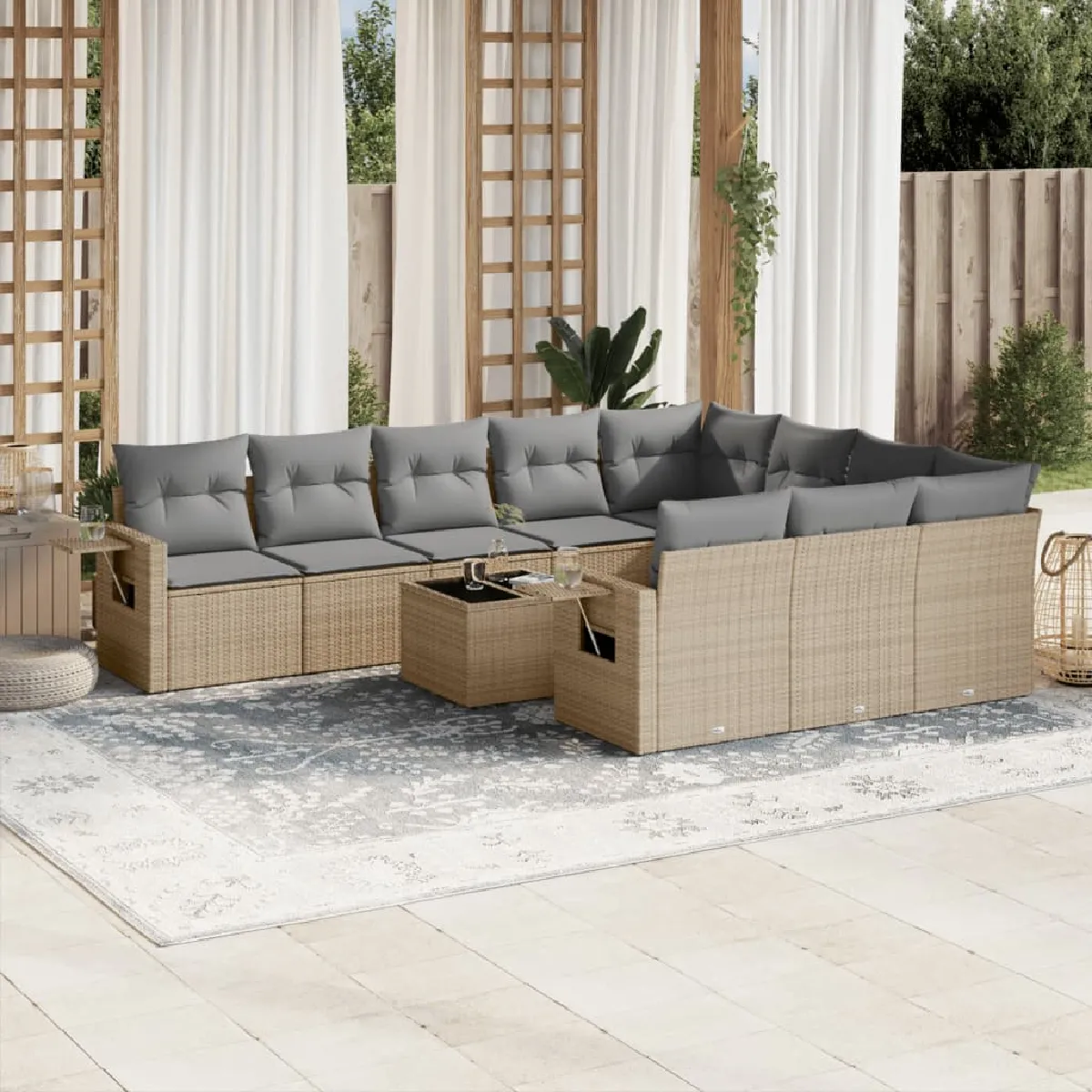 VidaXL 11 pcs Salon de jardin avec coussins - vue 3