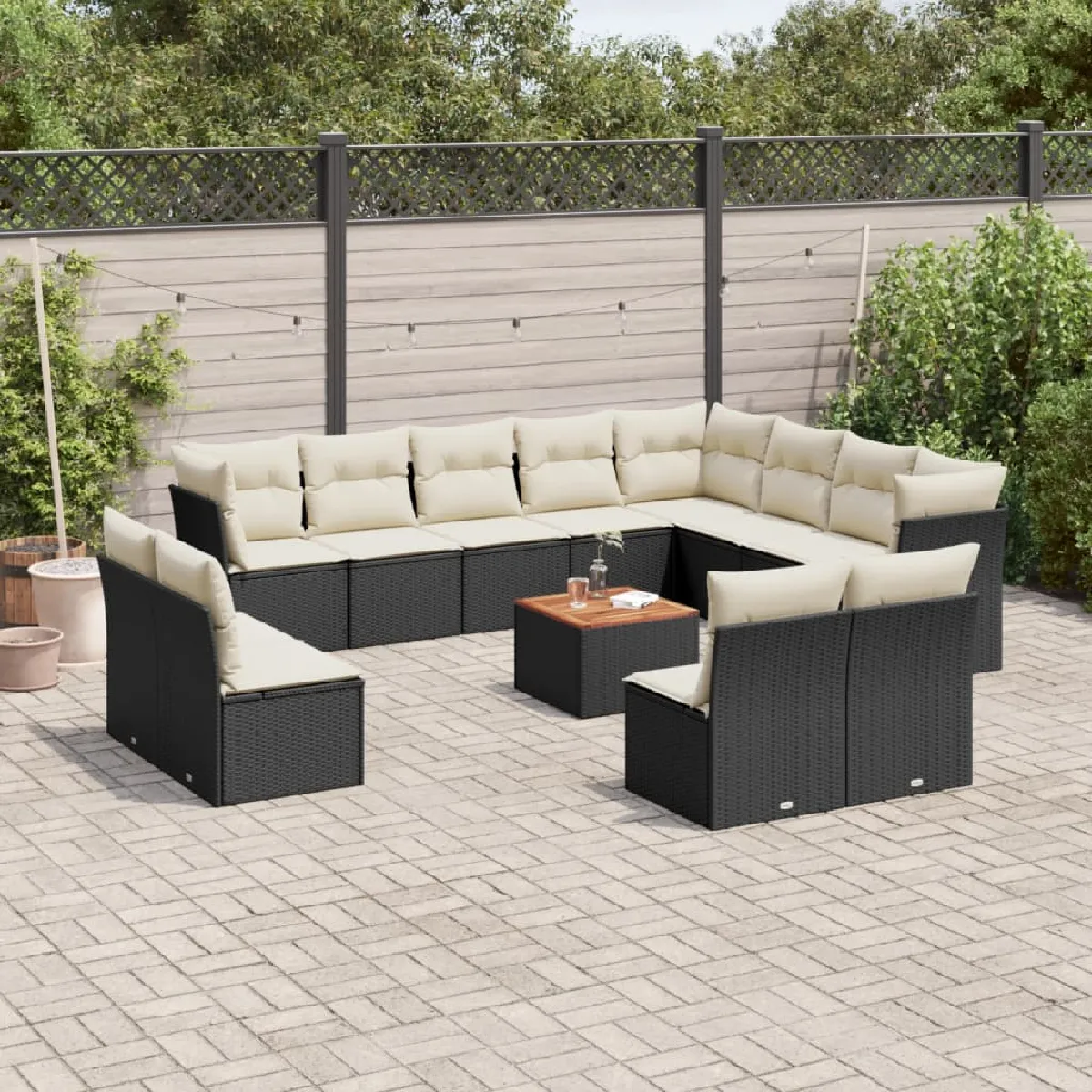 VidaXL Salon de jardin 13 pcs - Résine tressée noir