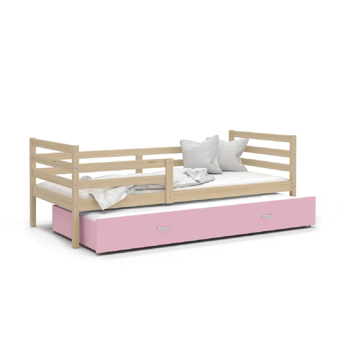 Lit Gigogne Milo 90x190 matelas inclus Pin - rose