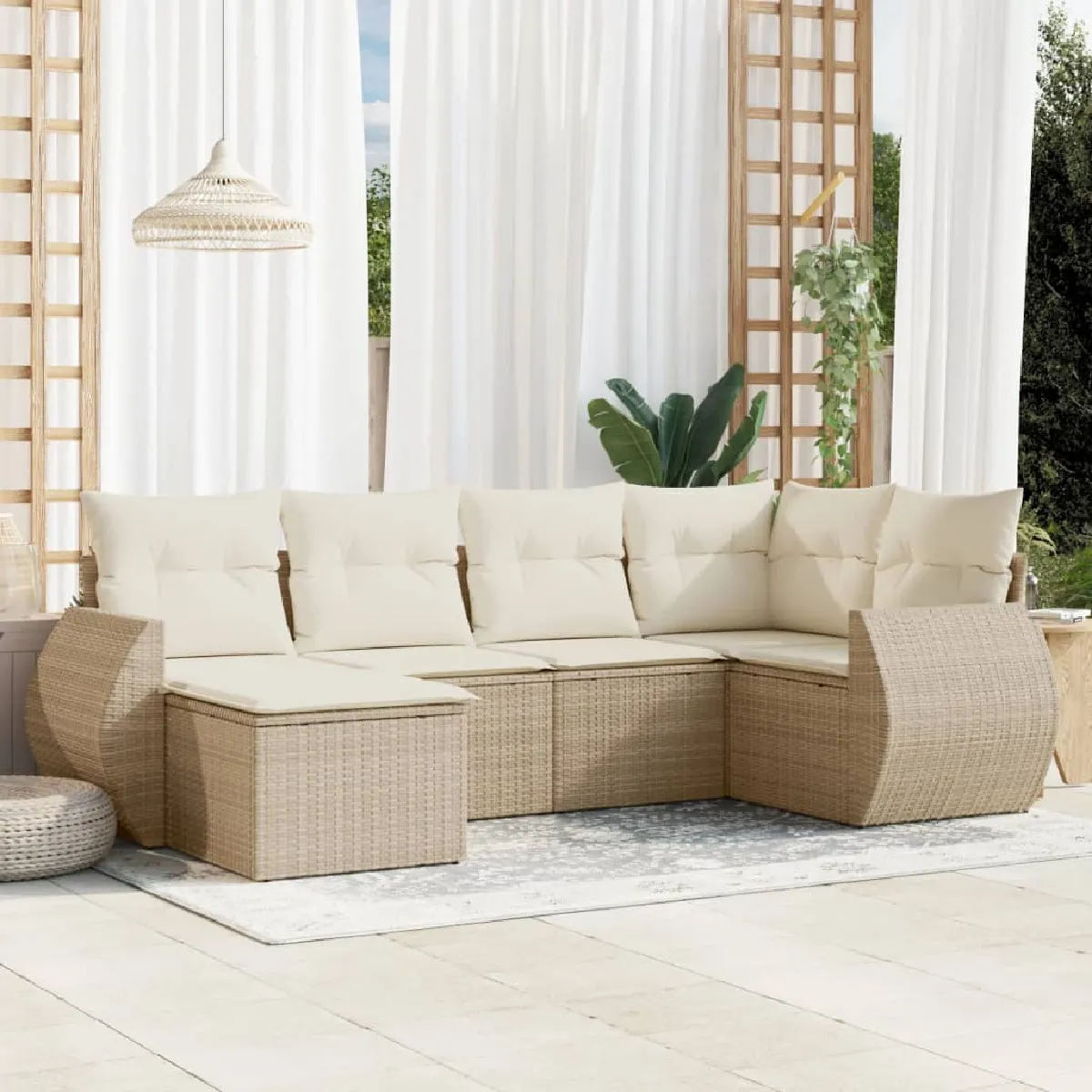 vidaXL Salon de jardin 6 pcs résine tressée Coussins - vue 8