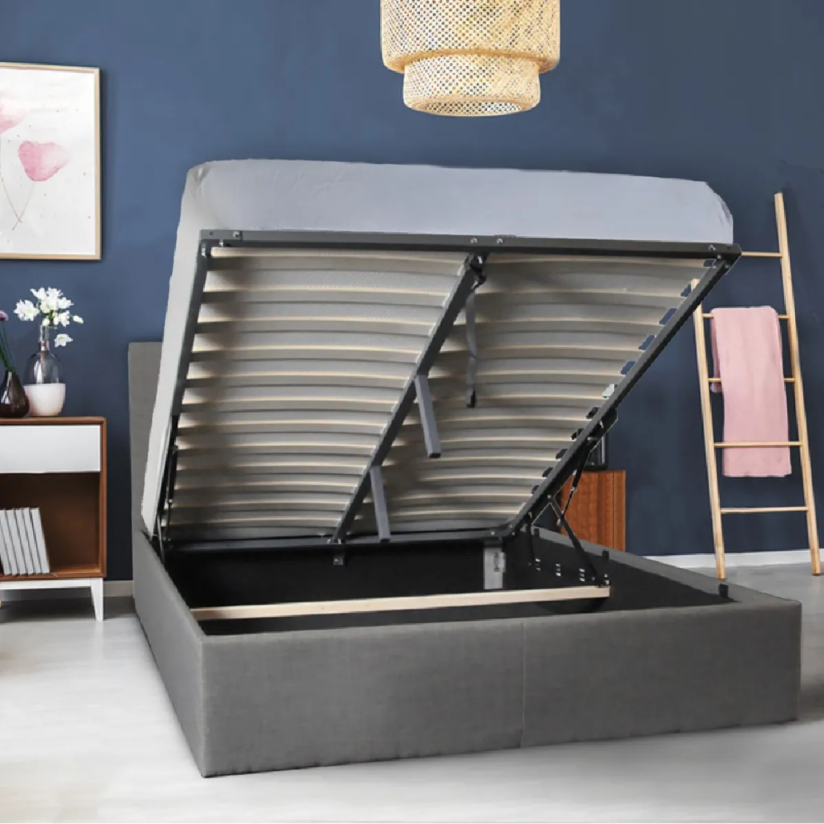 Lit coffre PARMA 140x190 + 1 sommier / Gris foncé