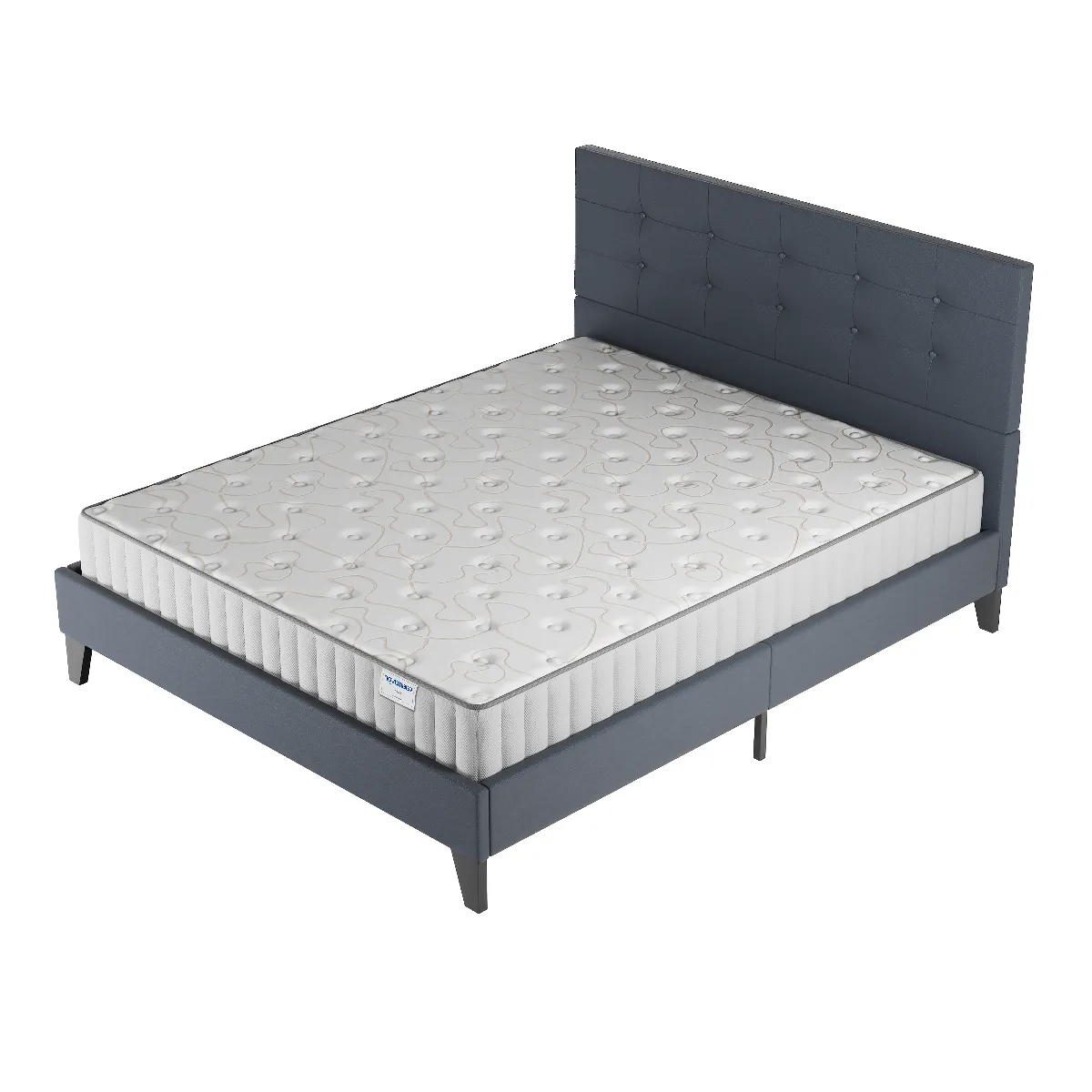 Ensemble 140x200 cm, Lit avec tête de lit + Matelas Mousse ép.22cm à mémoire de forme