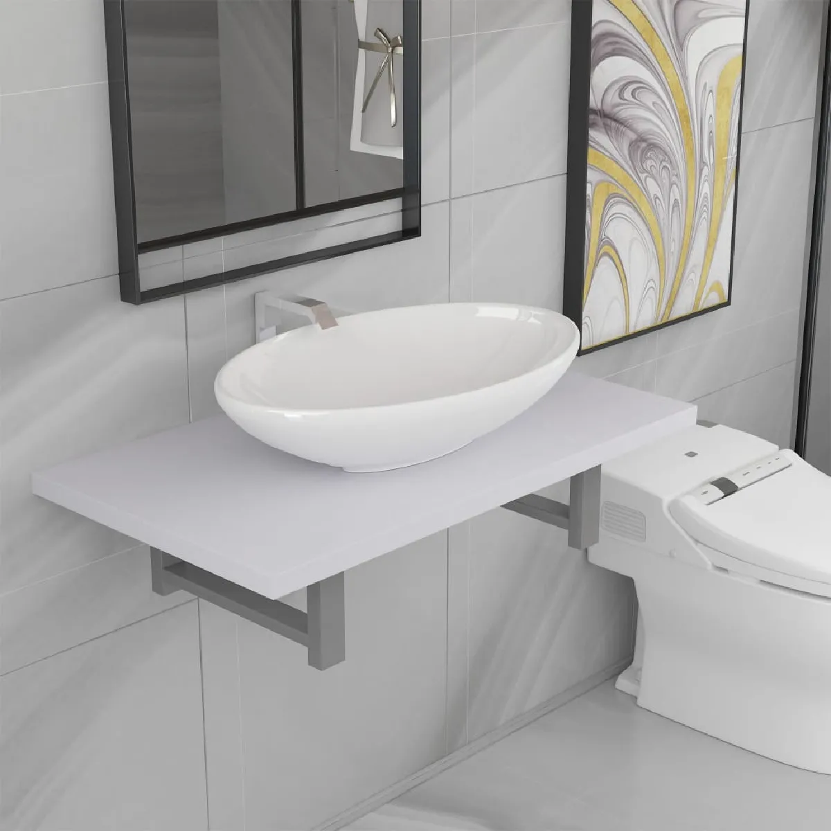 VIDAXL Meuble de salle de bain 2 pcs - Céramique Blanc
