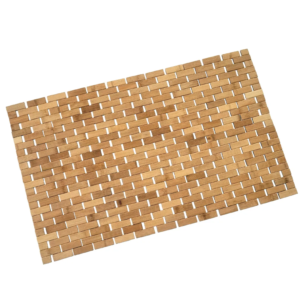 Mendler Marron Tapis De Salle De Bain En Bambou