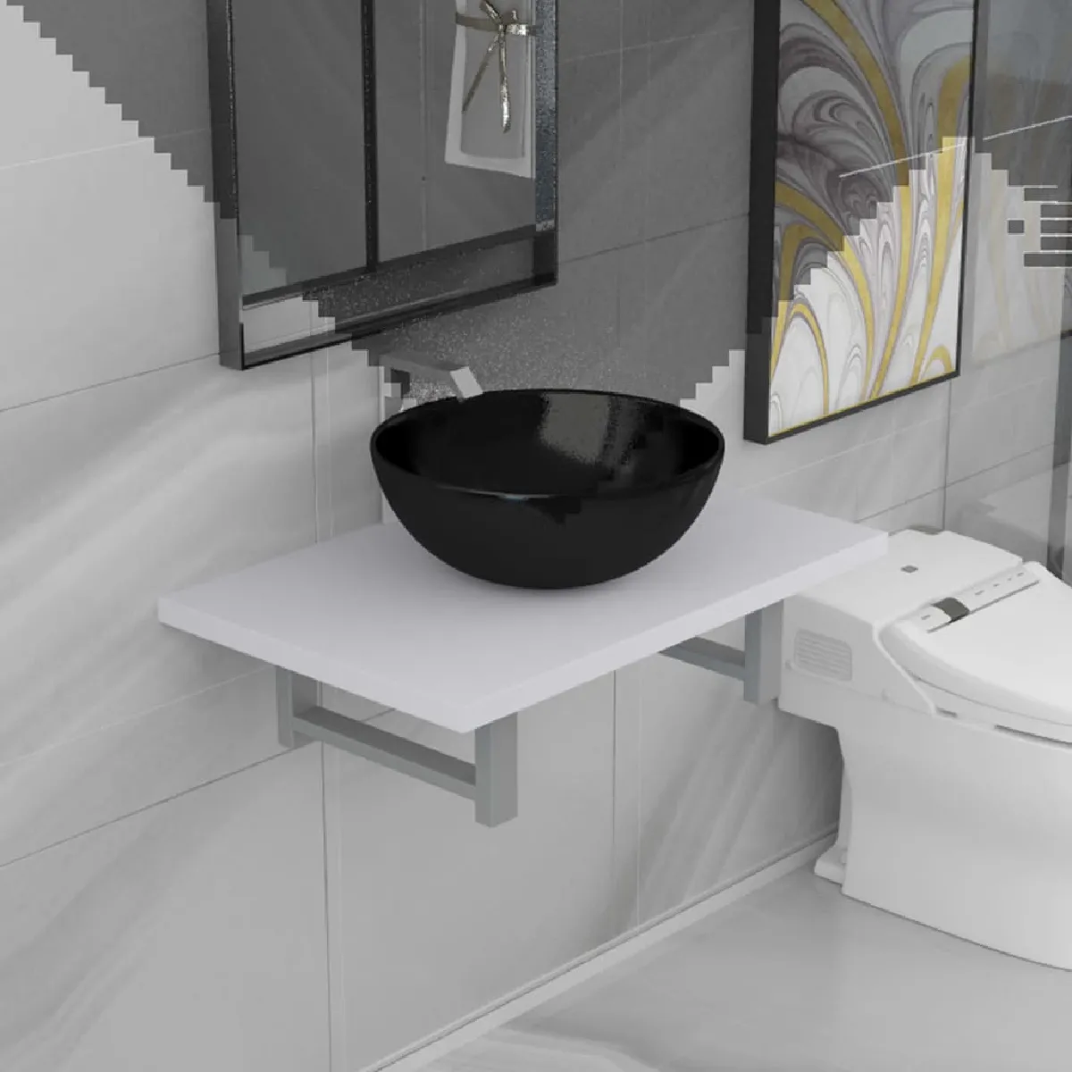 vidaXL Meuble salle de bain 2 pièces Blanc