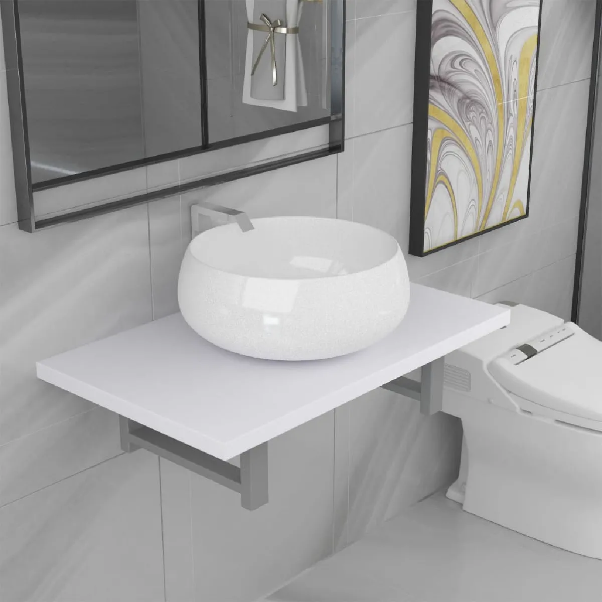 vidaXL Meuble salle de bain 2 pièces - Blanc