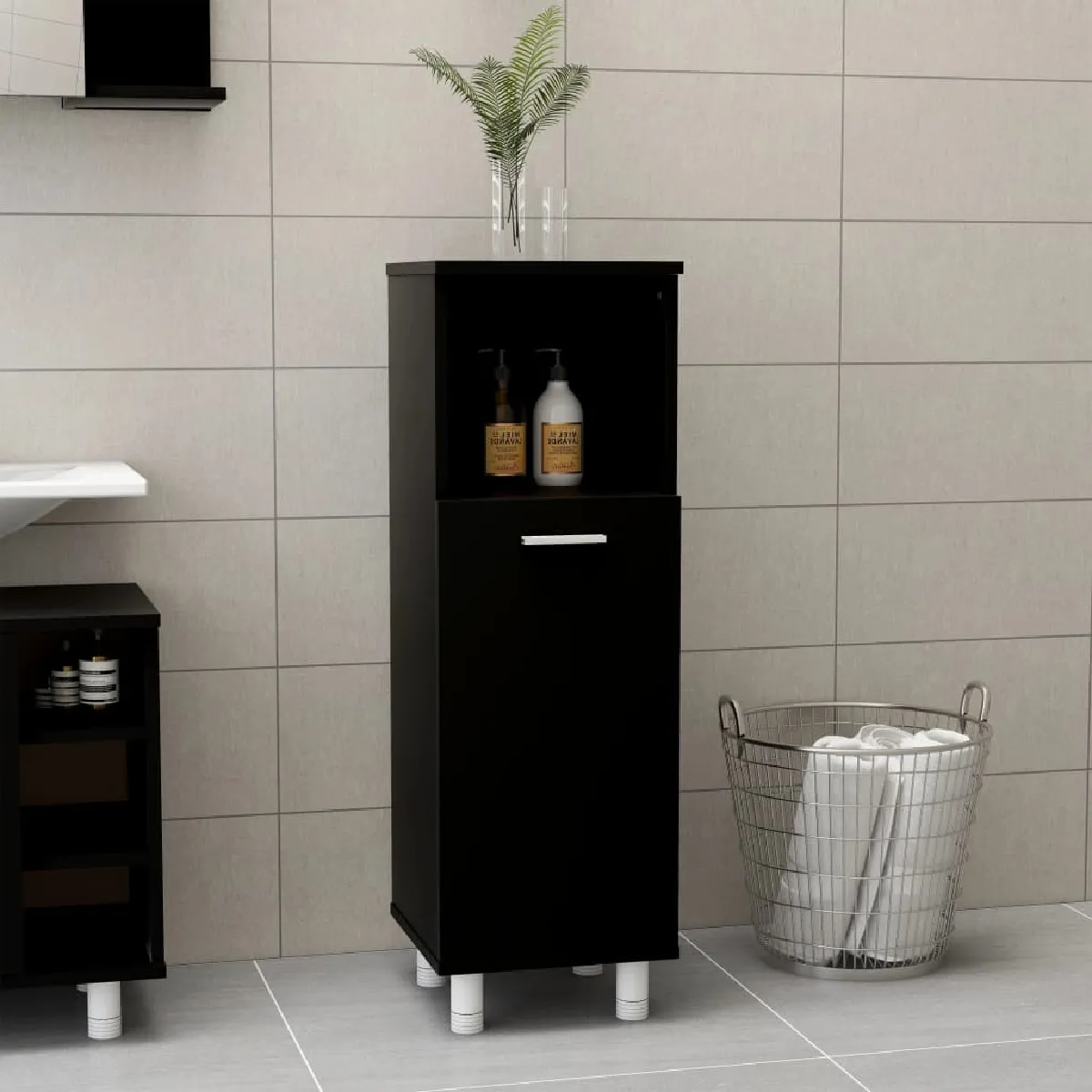 Vidaxl Noir Armoire De Salle De Bain