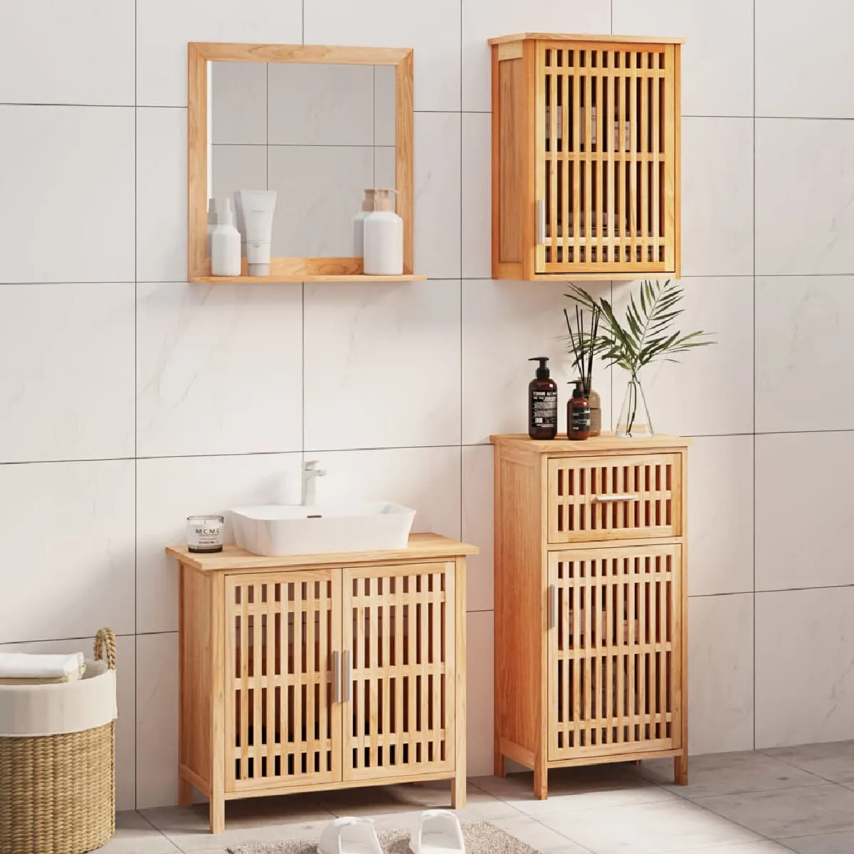 VIDAXL Meubles Salle de Bain 4 Pièces - Bois de Noyer