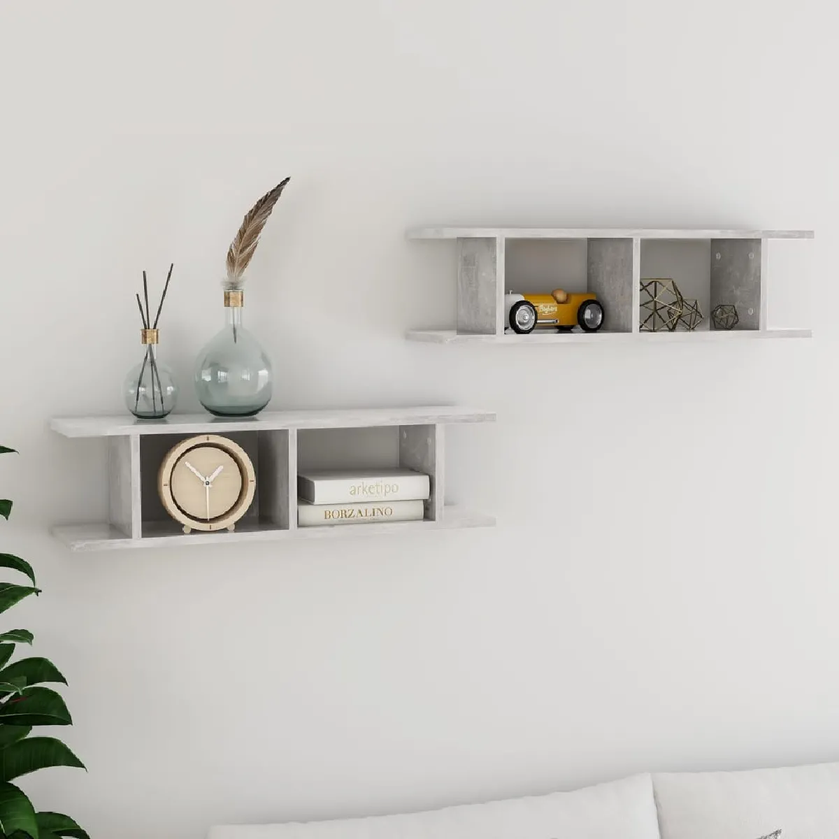 Étagères murales vidaXL 2 pcs gris béton
