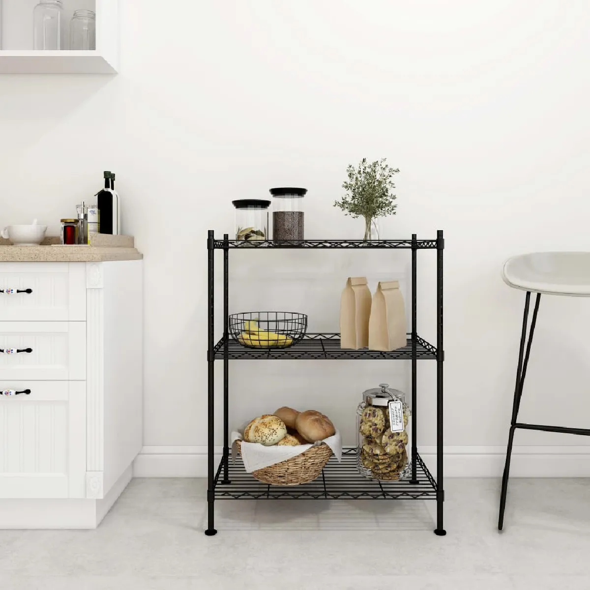 vidaXL Étagère Rangement 3 Niveaux Noir