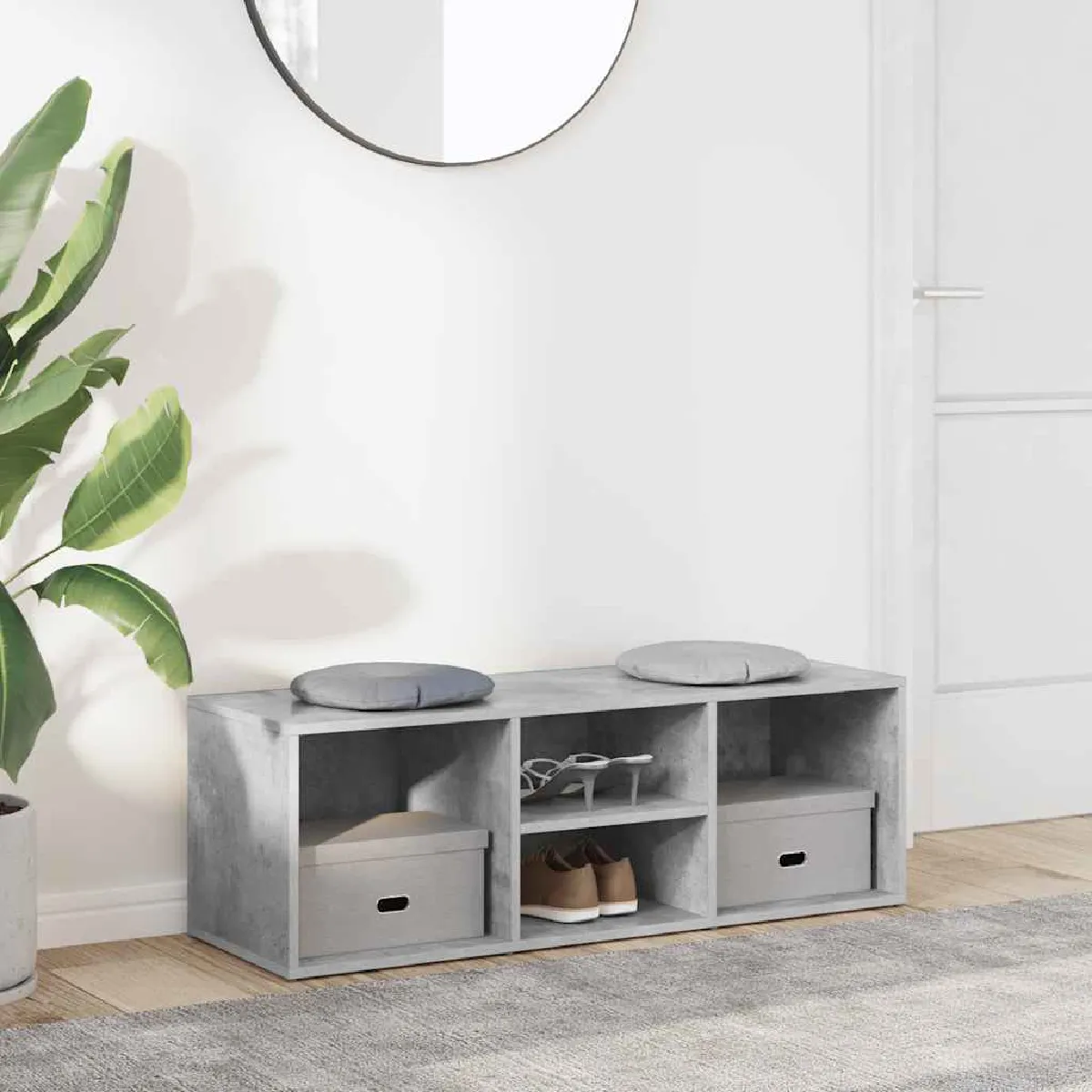 Vidaxl Gris Banc À Chaussures Béton