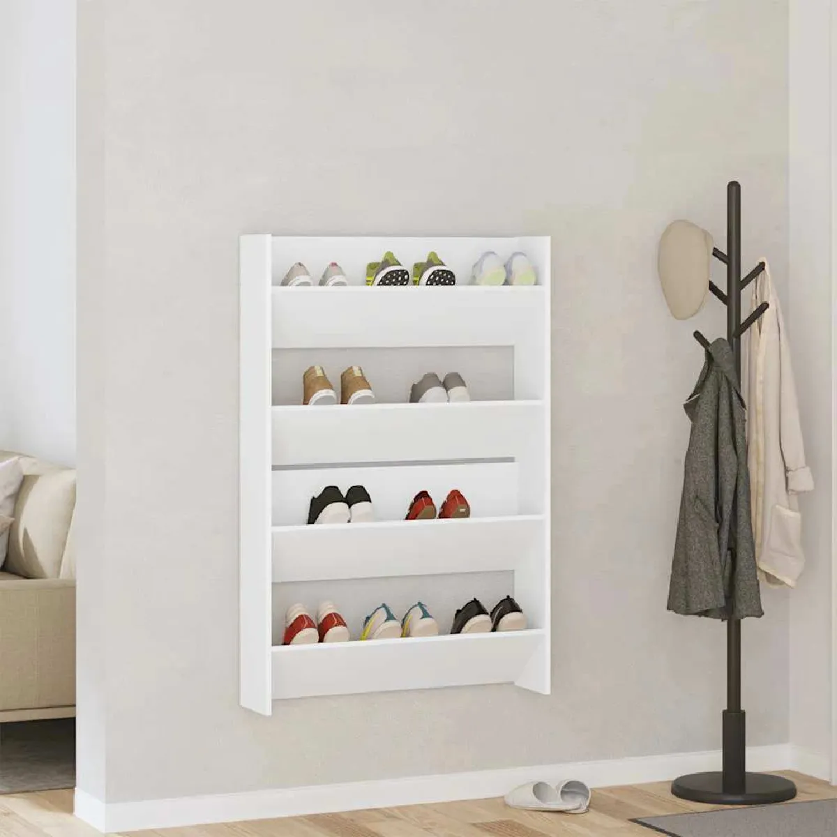 Vidaxl Blanc Armoires À Chaussures Murales