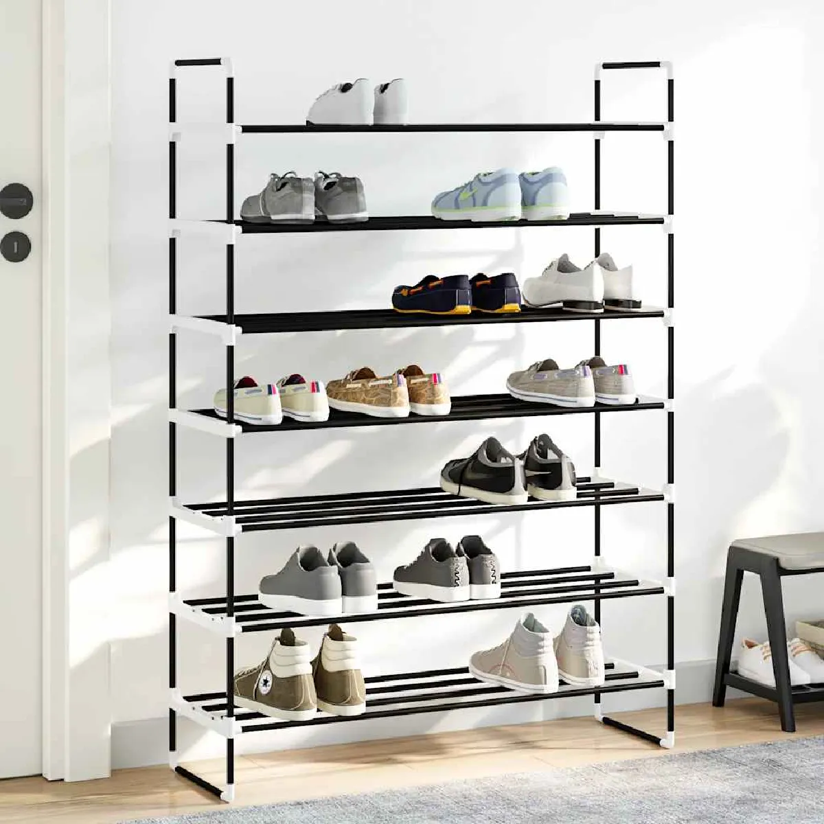 vidaXL Range-chaussures Métal et plastique Noir