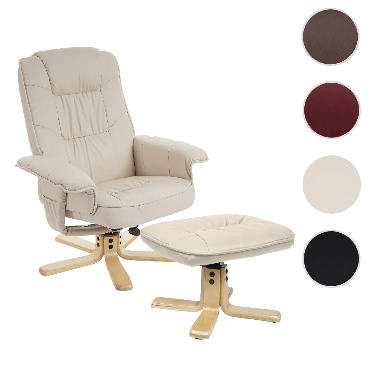 Mendler Fauteuil de relaxation pivotant - Crème Mendler Fauteuil de relaxation pivotant - Crème