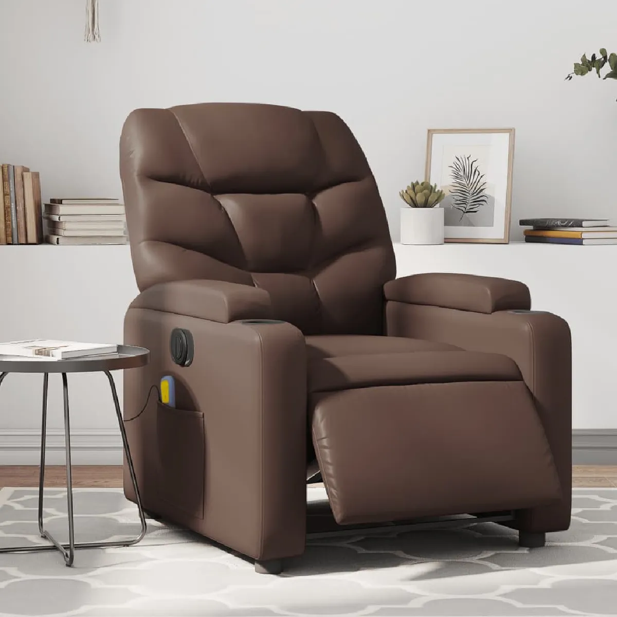 Vidaxl Marron Fauteuil Massage Électrique Similicuir