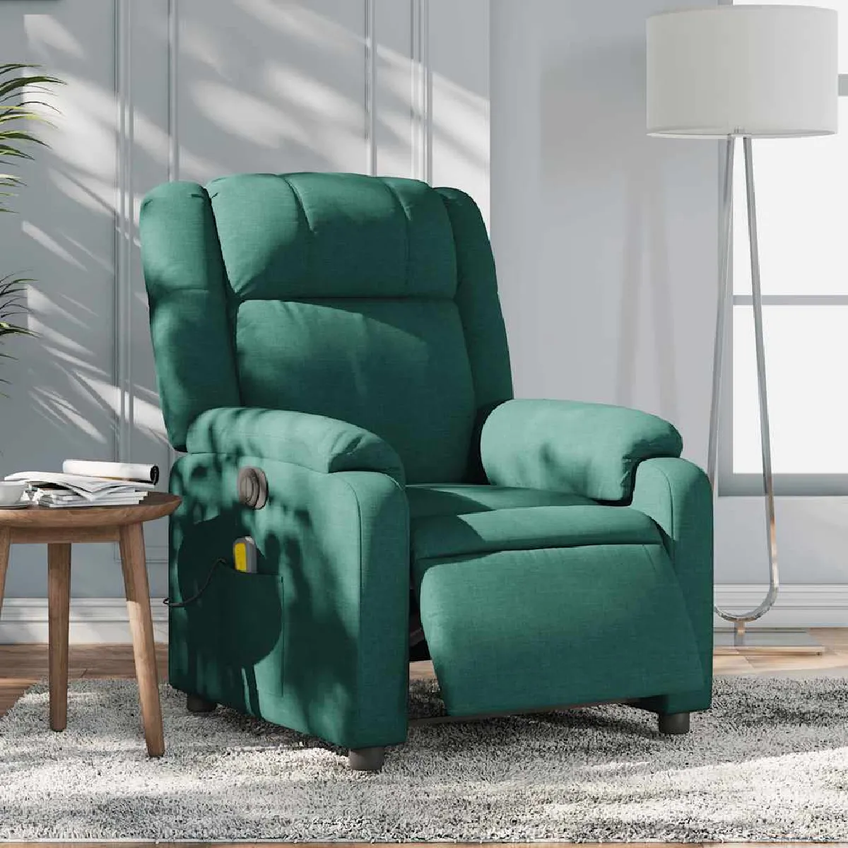 Vidaxl Vert Fauteuil De Massage Inclinable Électrique - Foncé