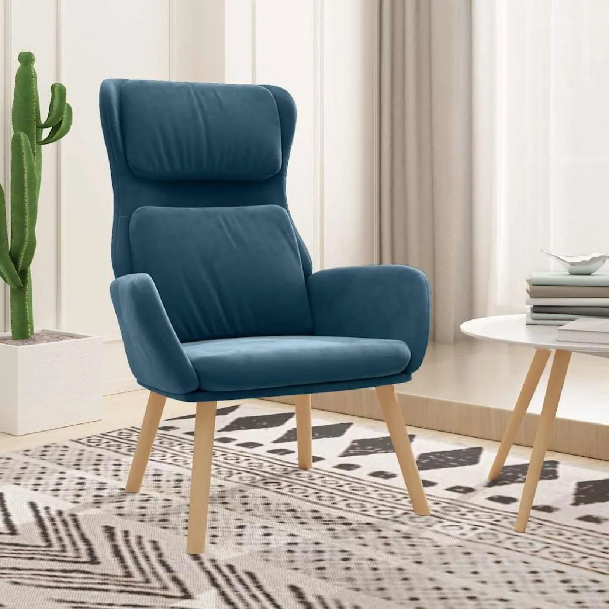 Vidaxl Bleu Chaise De Relaxation - Velours