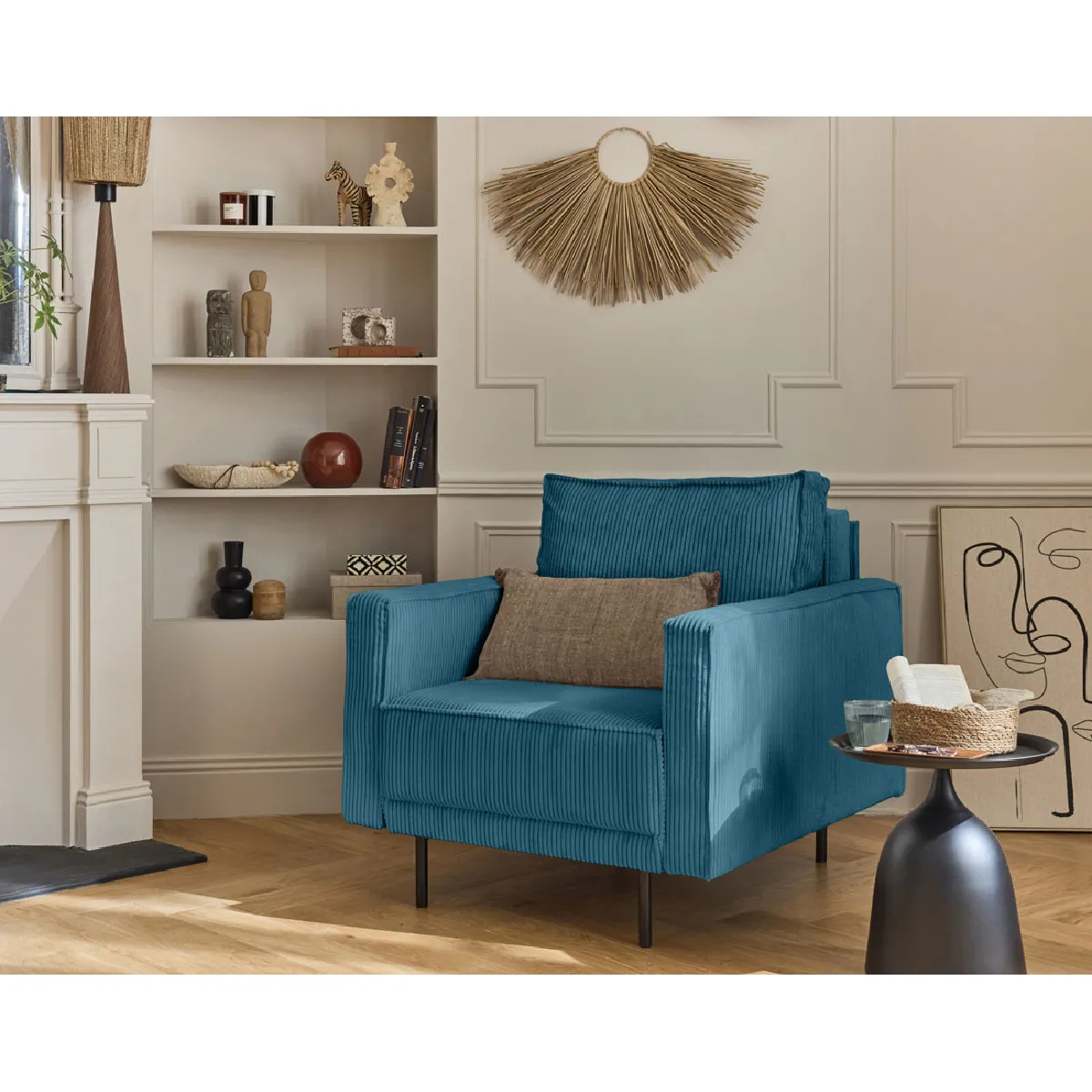 Lisa design Fauteuil Charlie - bleu canard Lisa design Fauteuil Charlie - bleu canard