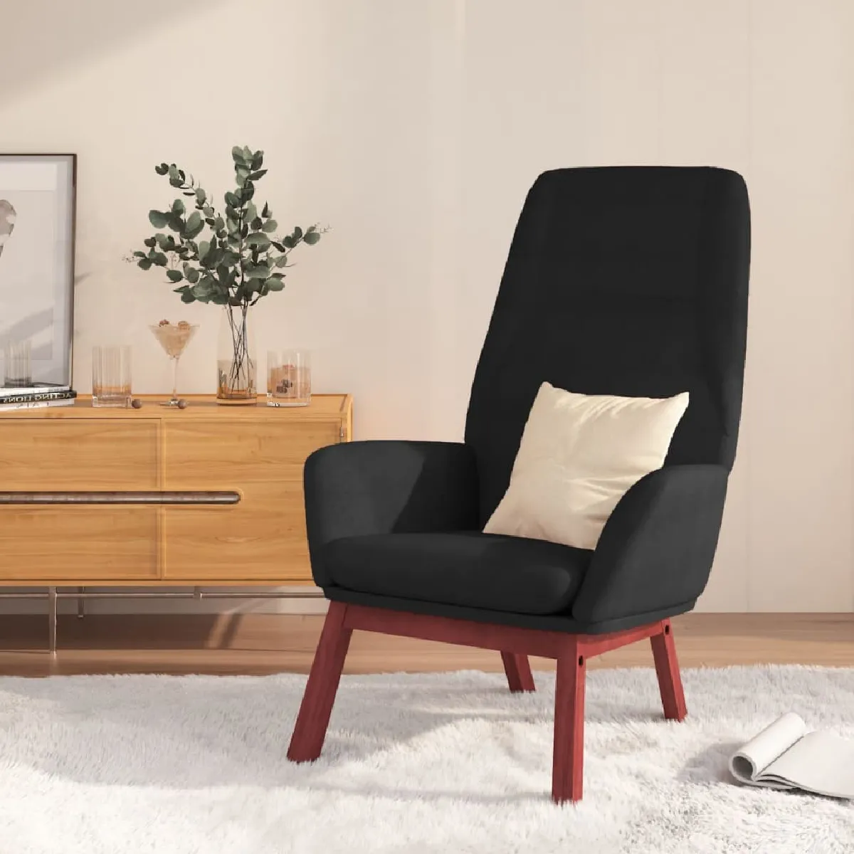 Vidaxl Noir Chaise De Relaxation - Velours
