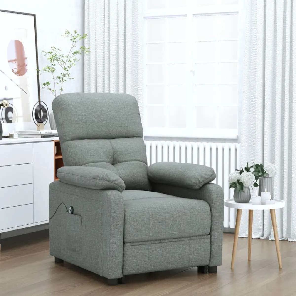 vidaXL Fauteuil inclinable électrique - Gris foncé