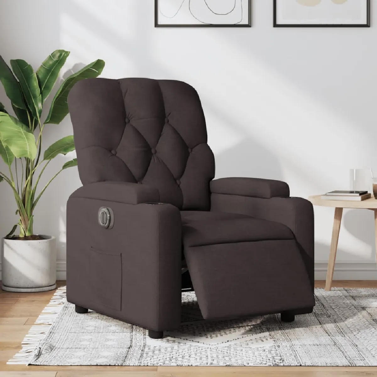 vidaXL Fauteuil Inclinable Électrique Marron Foncé