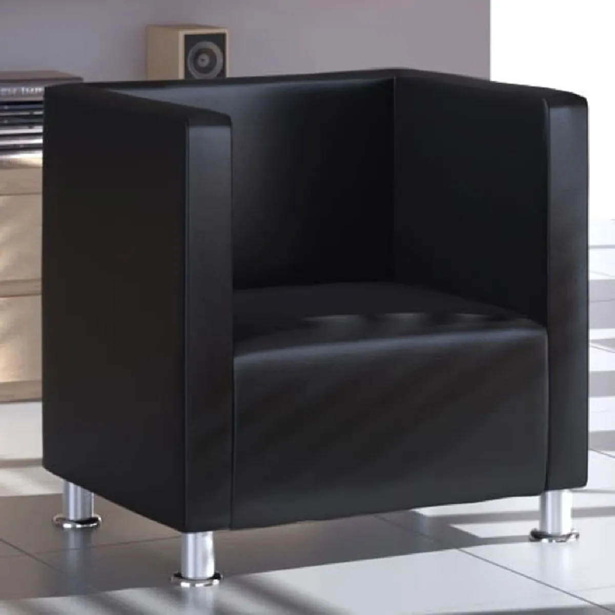 Vidaxl Noir Fauteuil Cube Similicuir - Image 2