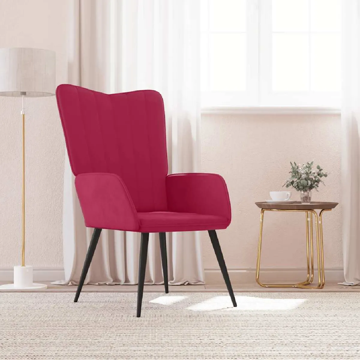 vidaXL Chaise de relaxation - Rouge Bordeaux Velours