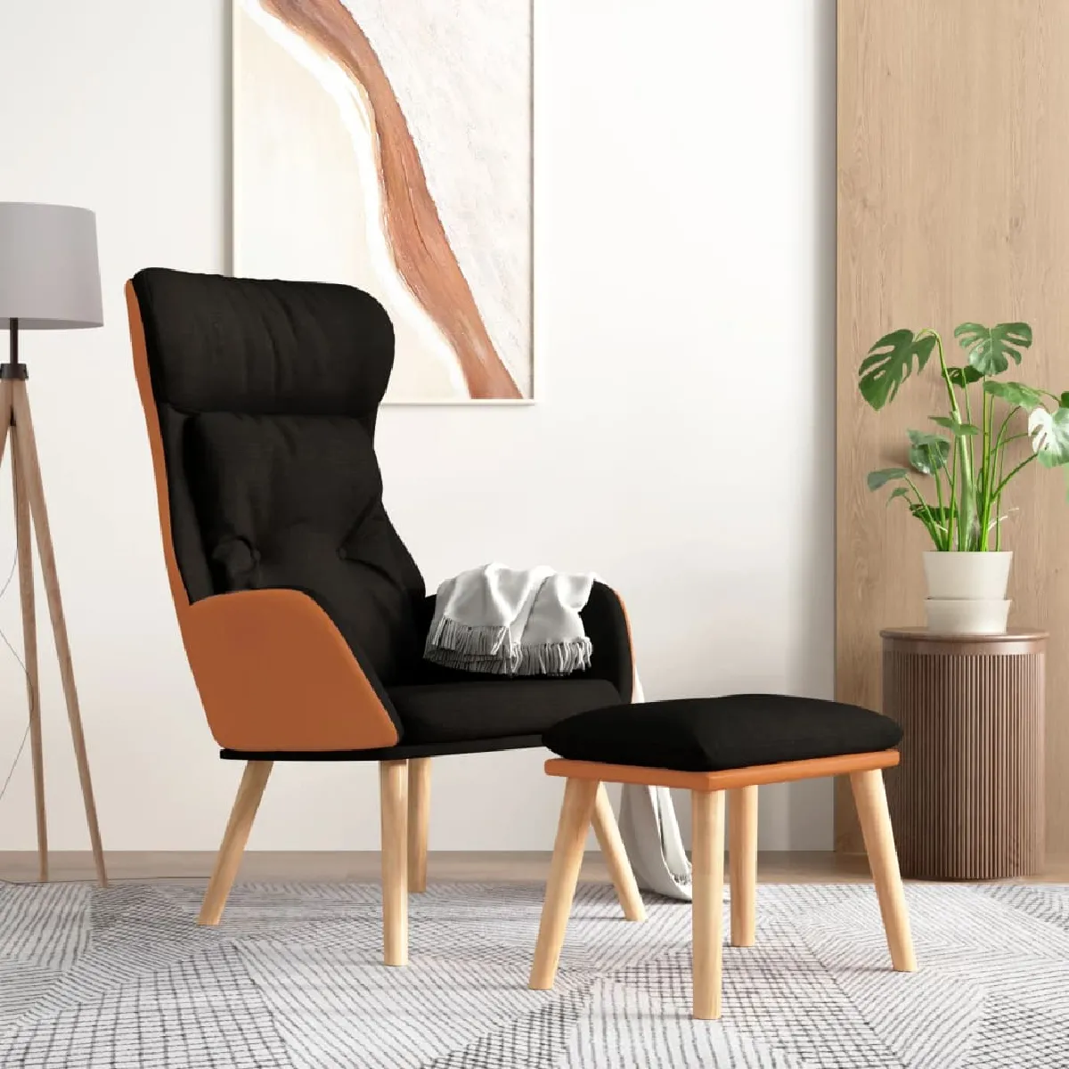 Vidaxl Noir Chaise De Relaxation Avec Repose-Pied