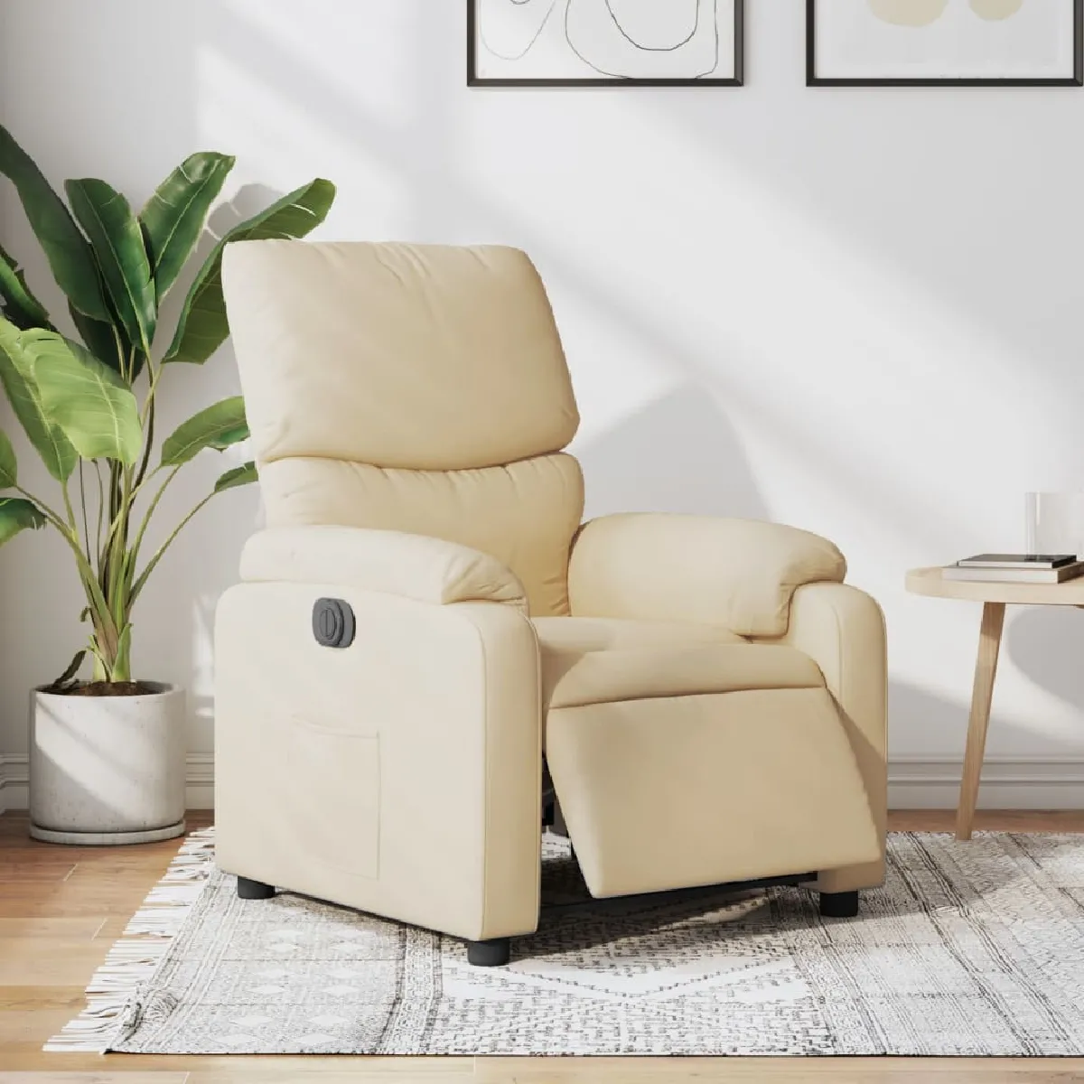 Non Communiqué Beige Vidaxl Fauteuil Réglable Électrique Tissu Crème - Image 3