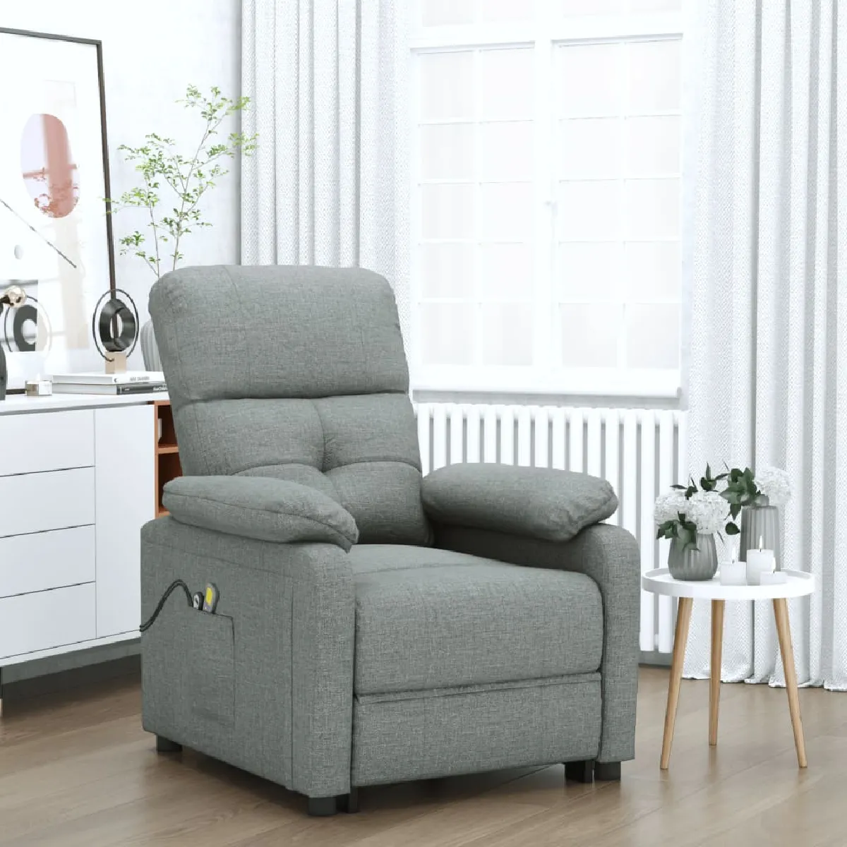 VIDAXL Fauteuil électrique de massage - Gris Foncé Tissu