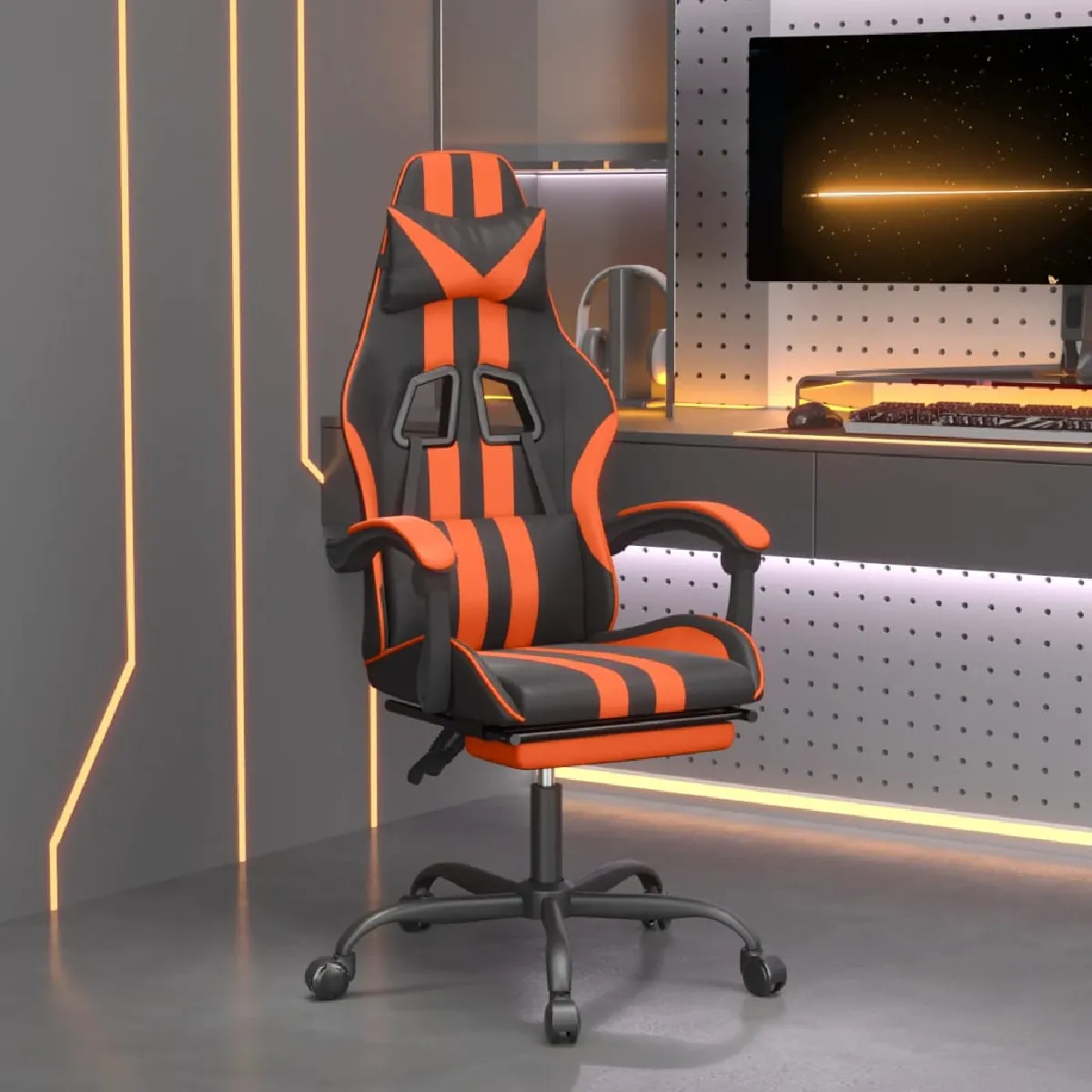 vidaXL Chaise de jeu - Noir et Orange Similicuir