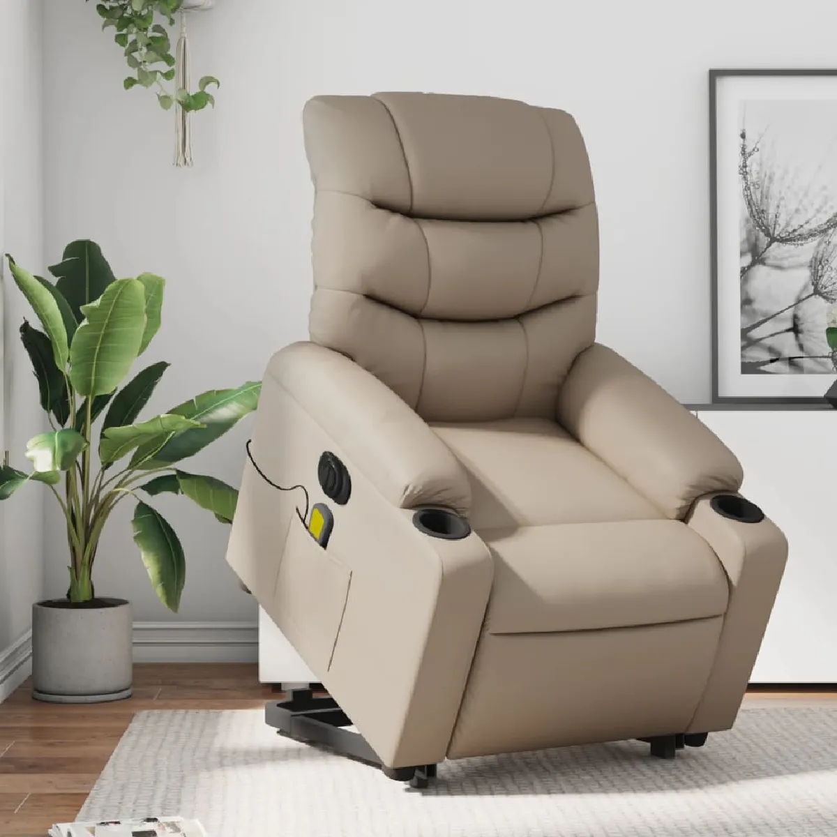 vidaXL Fauteuil de massage inclinable électrique Cappuccino similicuir