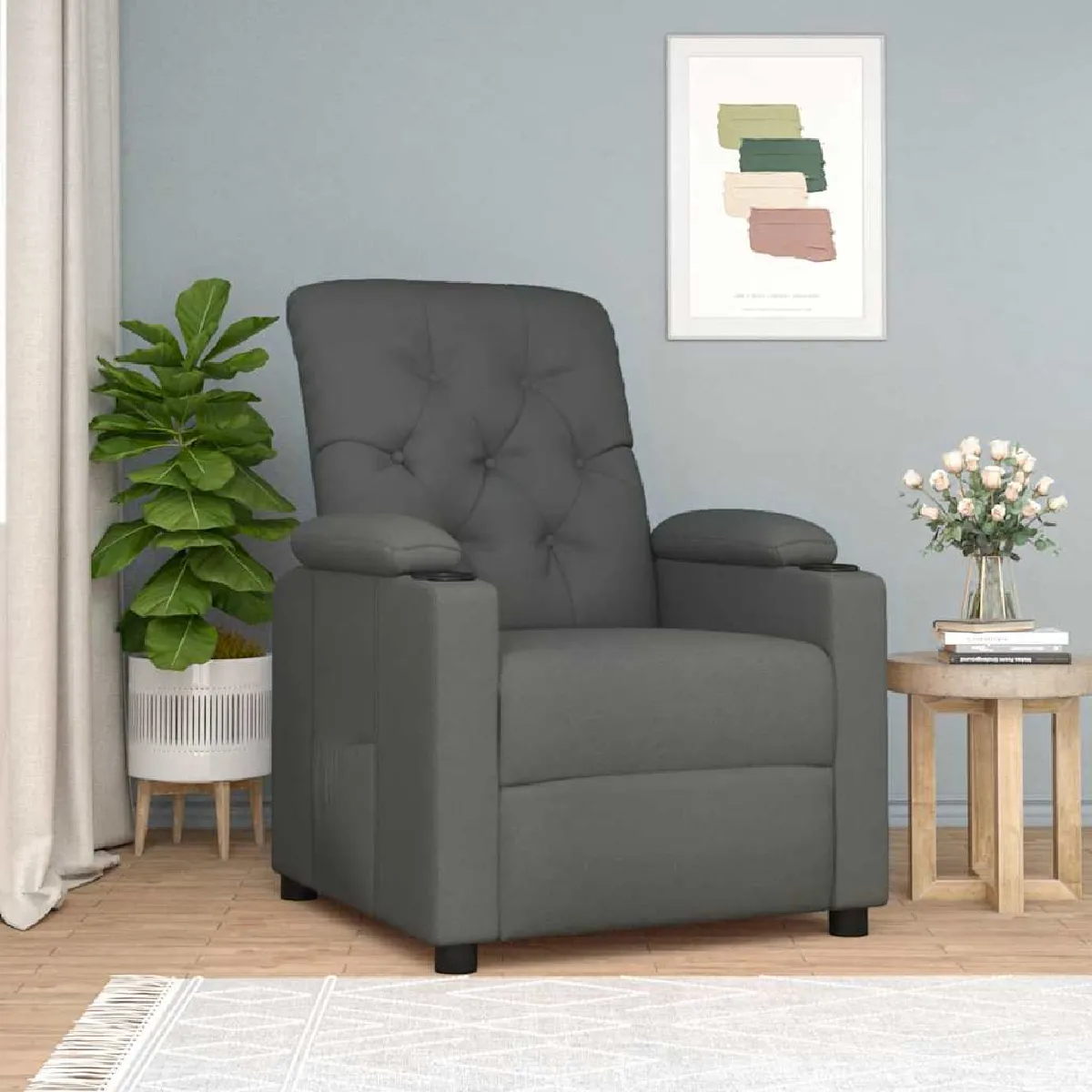 Vidaxl Gris Fauteuil Inclinable - Foncé Tissu