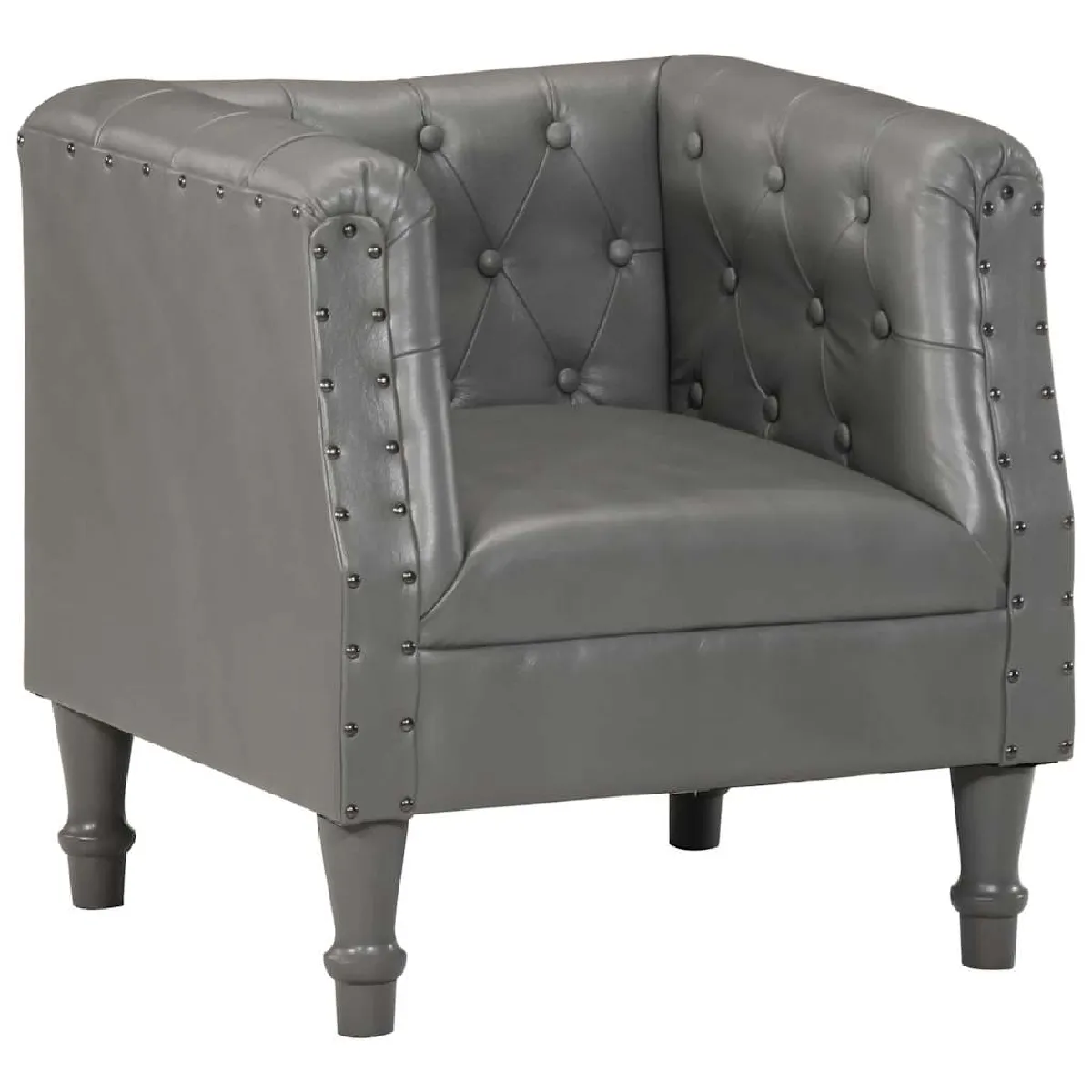 Vidaxl Gris Fauteuil Echt Leer - Image 3