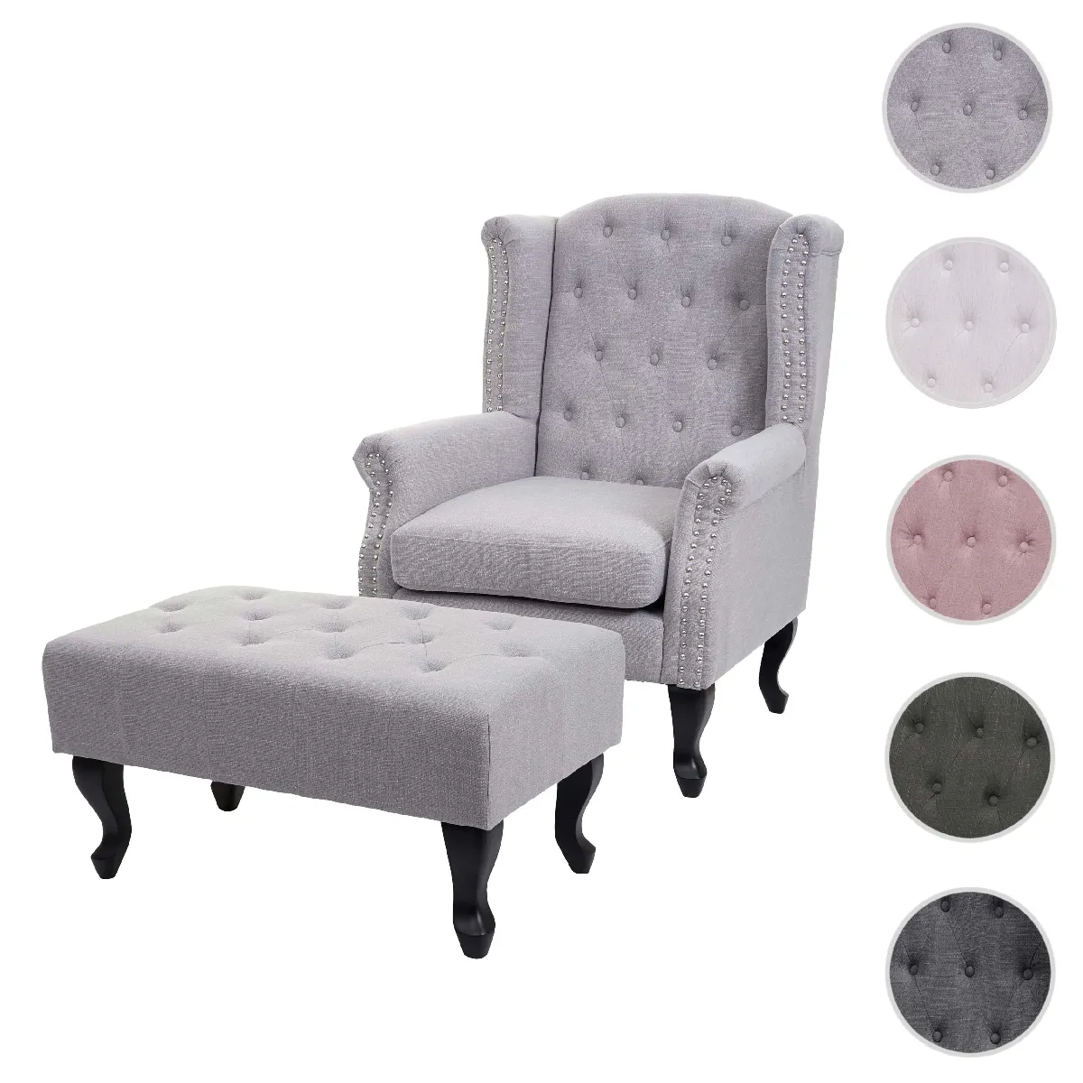 Mendler Fauteuil Chesterfield relax - Gris