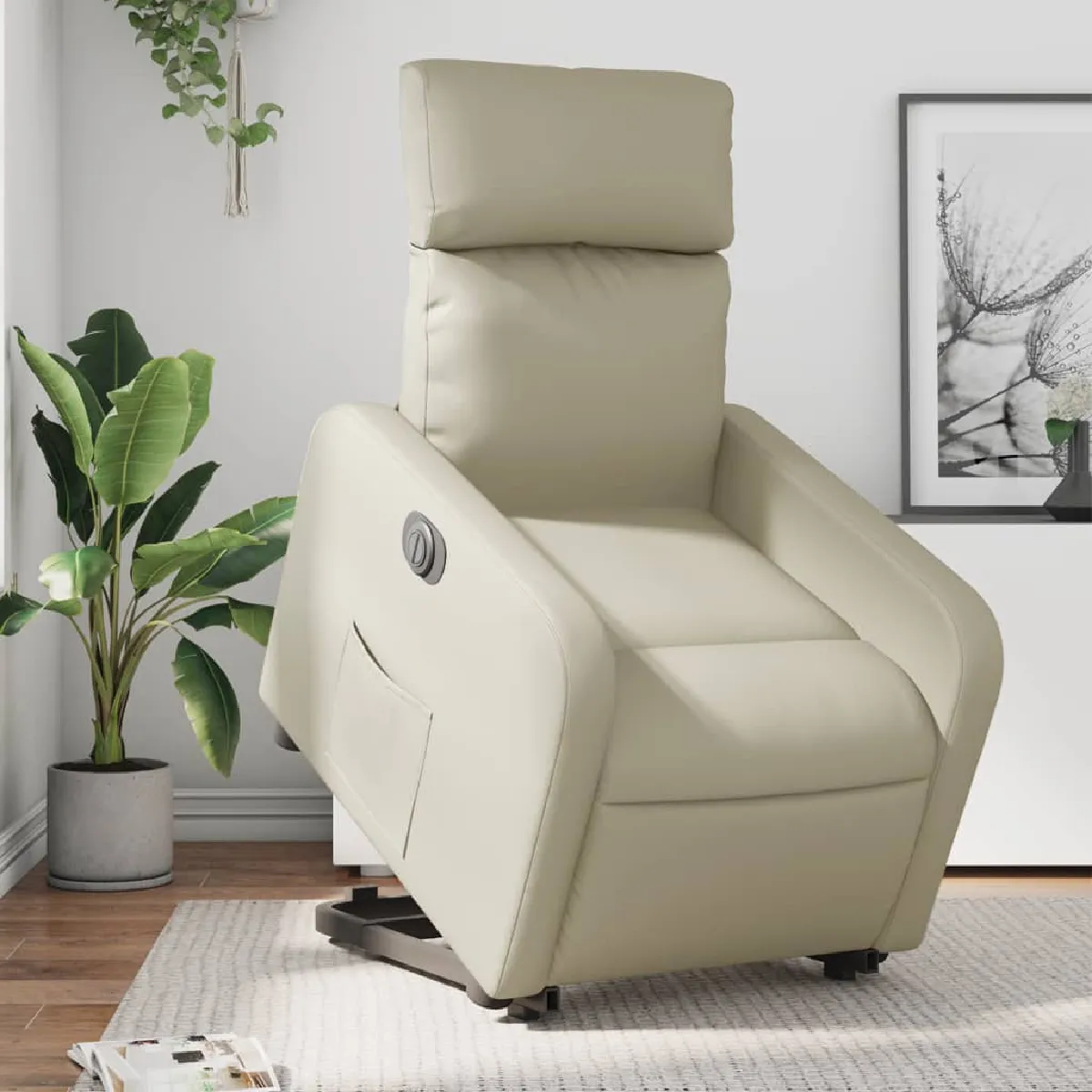 vidaXL Fauteuil inclinable électrique Crème Similicuir - vue 3