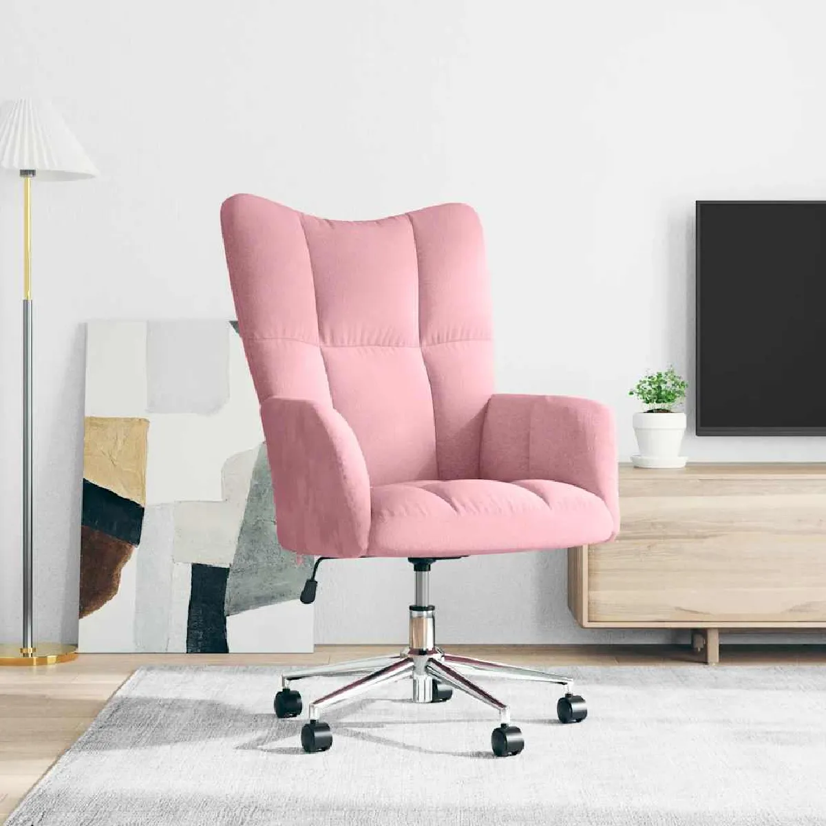 vidaXL Chaise de relaxation Velours Crème - vue 6