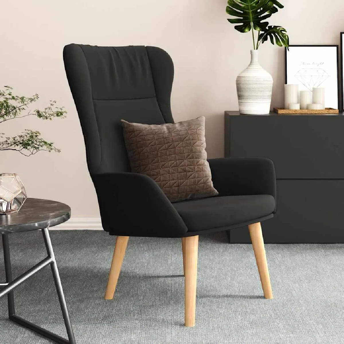Non Communiqué Noir Vidaxl Fauteuil Relax Tissu - Image 3