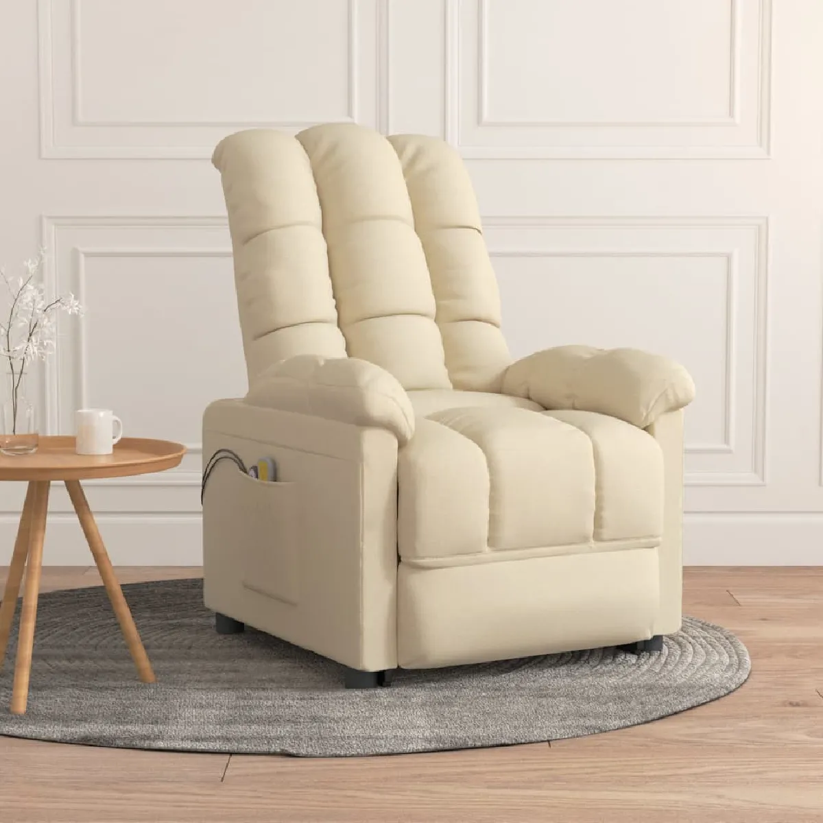VidaXL Fauteuil de massage électrique Crème Tissu