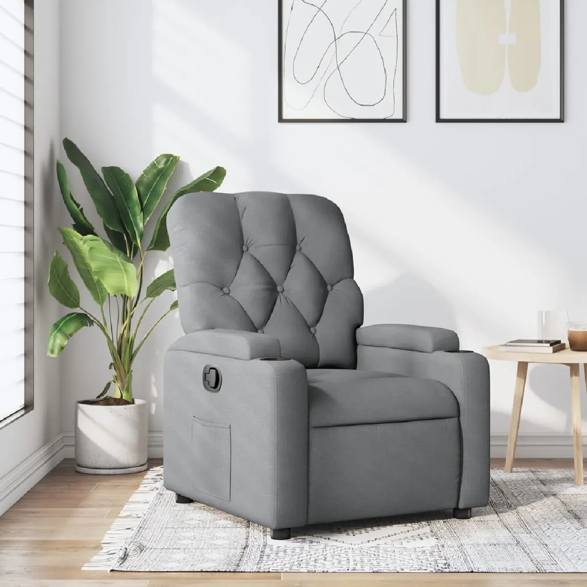Vidaxl Gris/Clair Fauteuil Réglable Tissu - Image 3