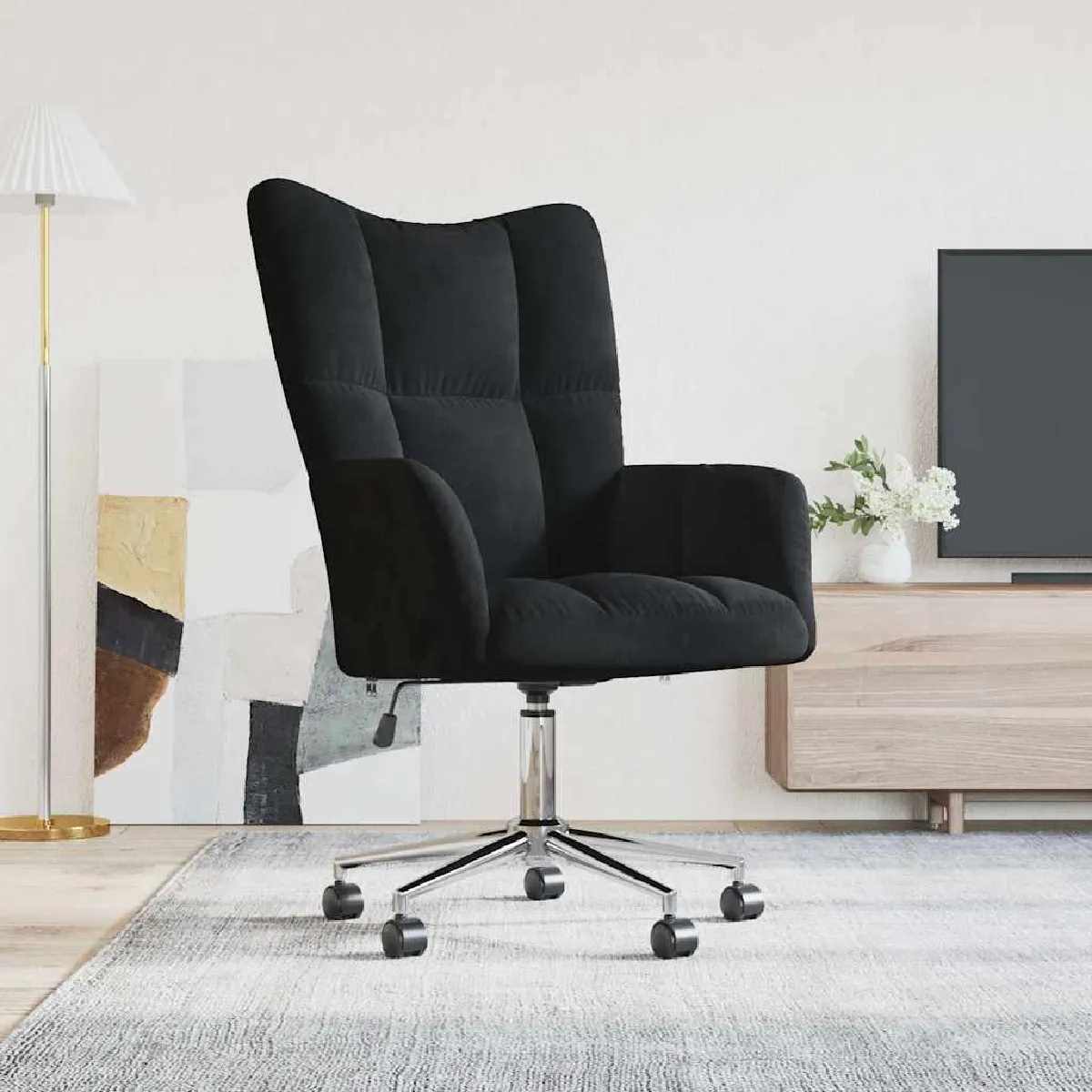 Vidaxl Noir Fauteuil Relaxation - Velours