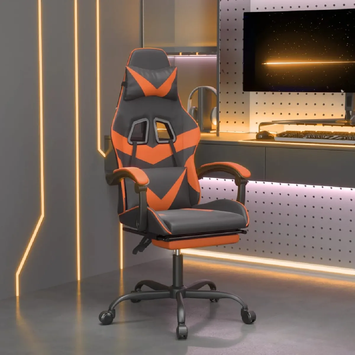 vidaXL Chaise de jeu - Noir et orange