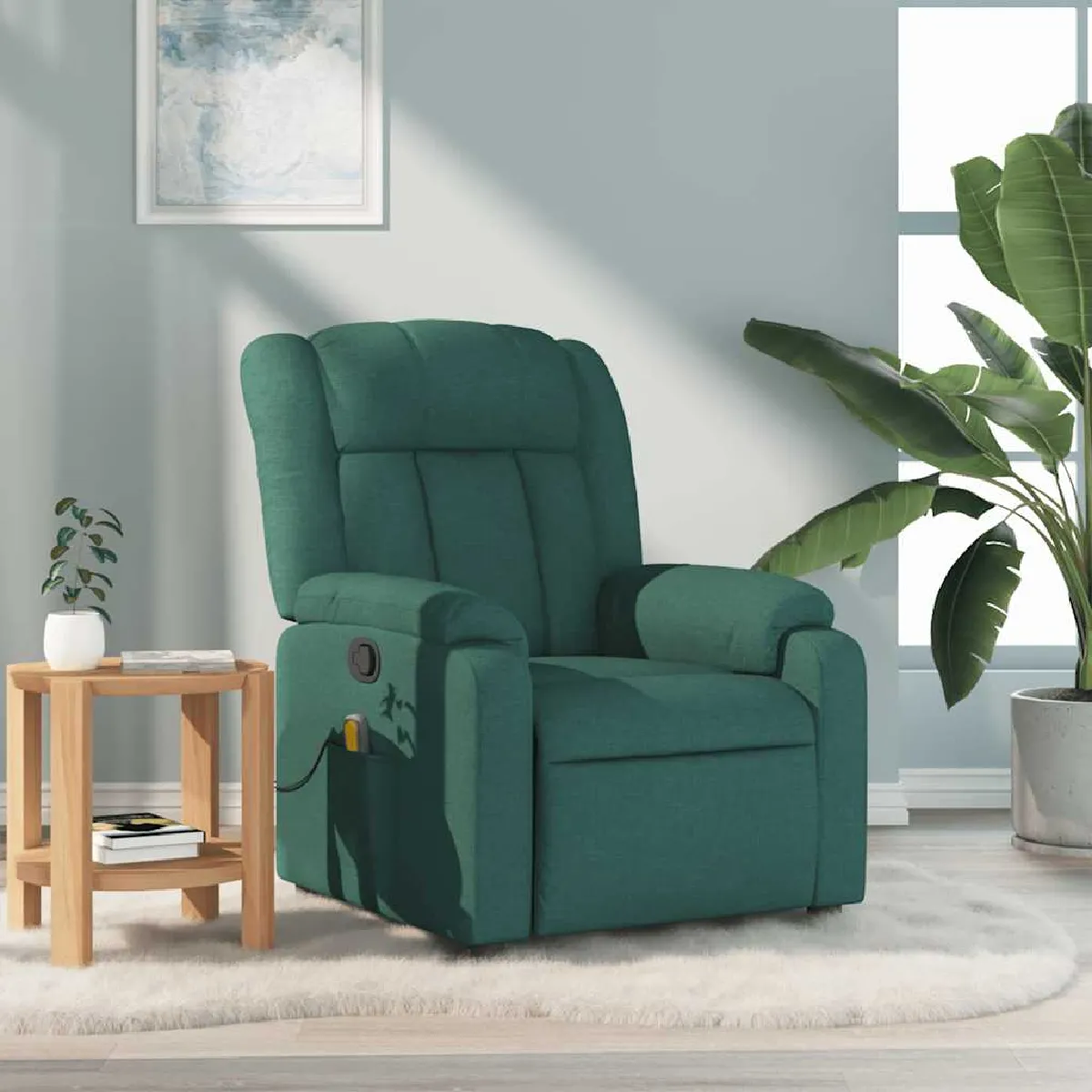 vidaXL Fauteuil de massage - Vert foncé